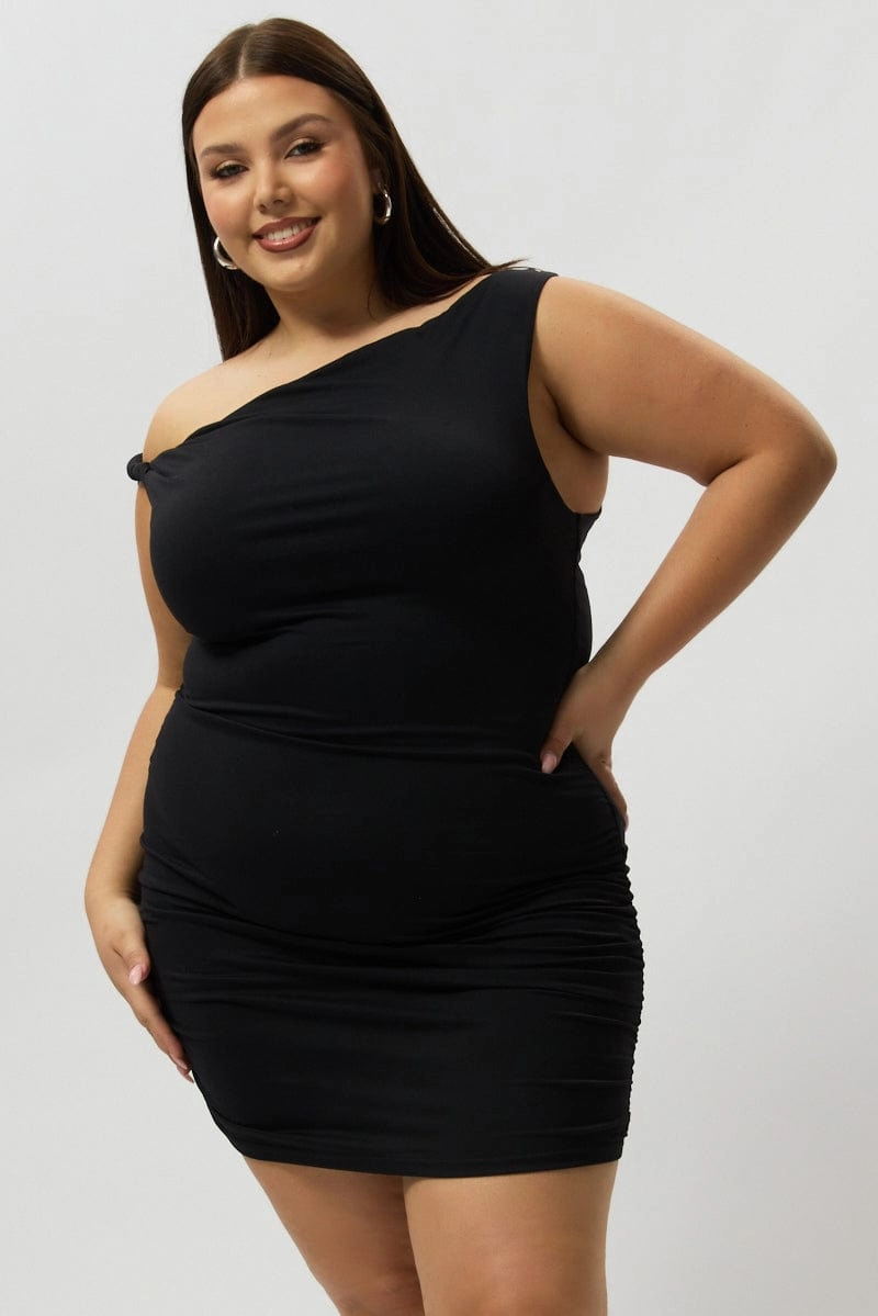 Black Off Shoulder Mini Bodycon french chic Matte-Lining