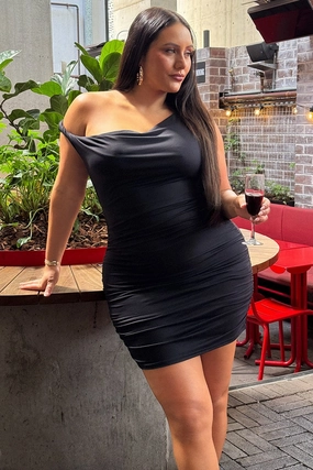 Poised Vibe Travel Light Black Off Shoulder Mini Bodycon