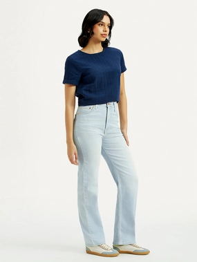 Stay Stylish Women's Light Blue Ribcage Straight Fit High Rise Jeans