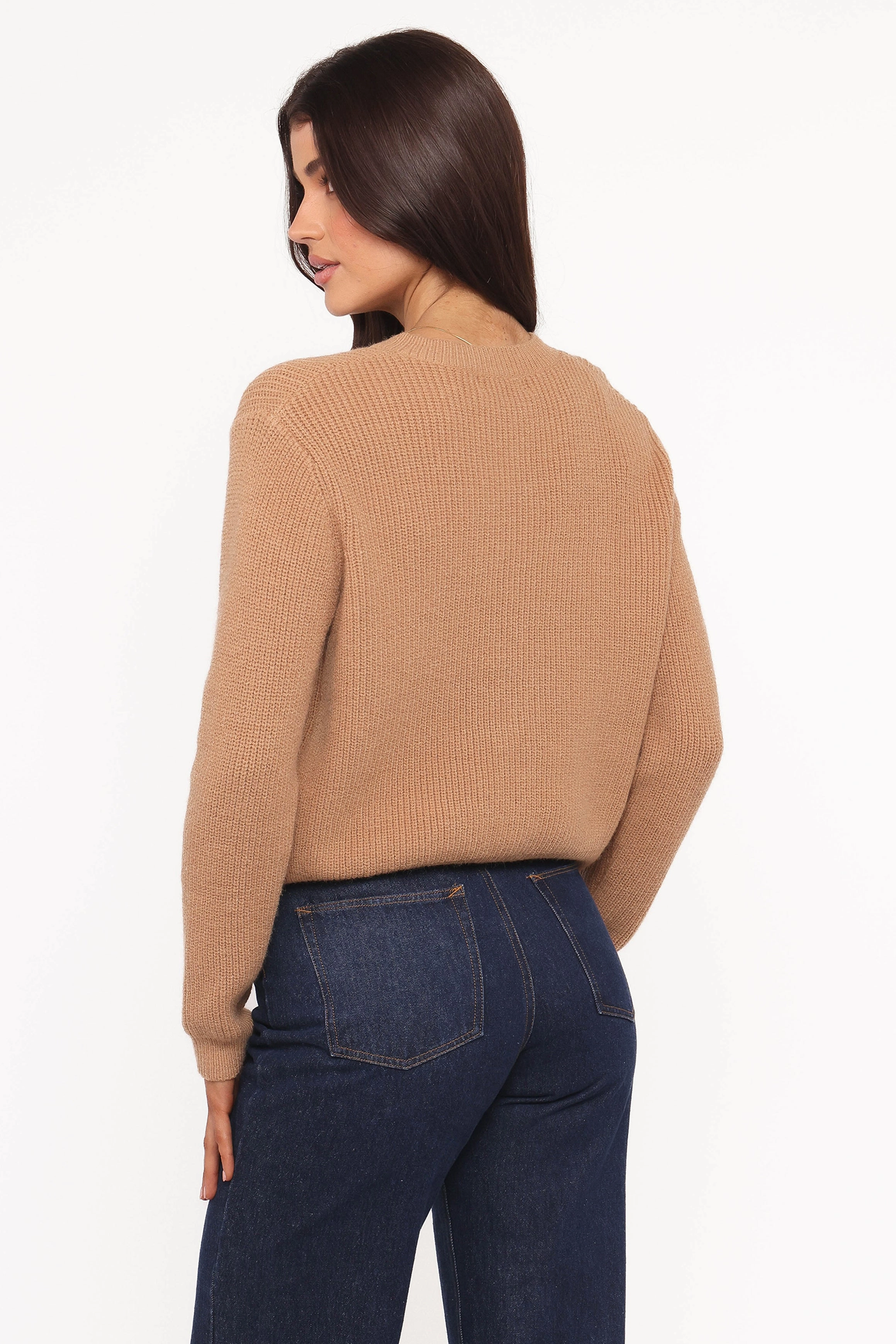 Jones Rosette Cardigan - Mocha Go-To Fit Year Round