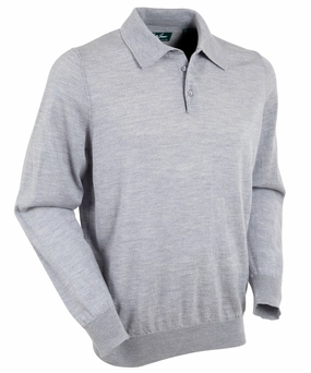 Signature Ultra Light 100% Merino Wool Long-Sleeve Polo Sweater Subtle Fit Work Friendly