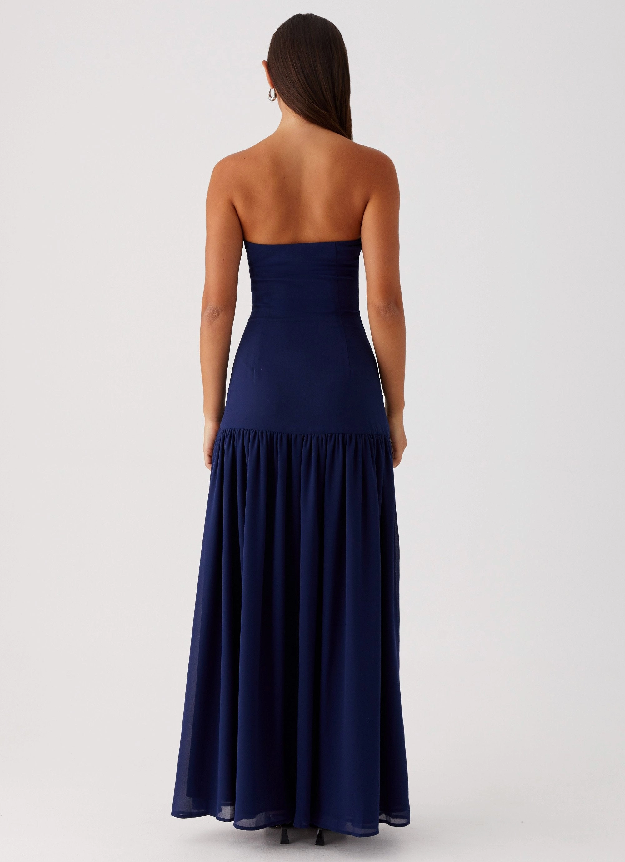 Interchangeable-Detail Eden Strapless Maxi Dress - Navy
