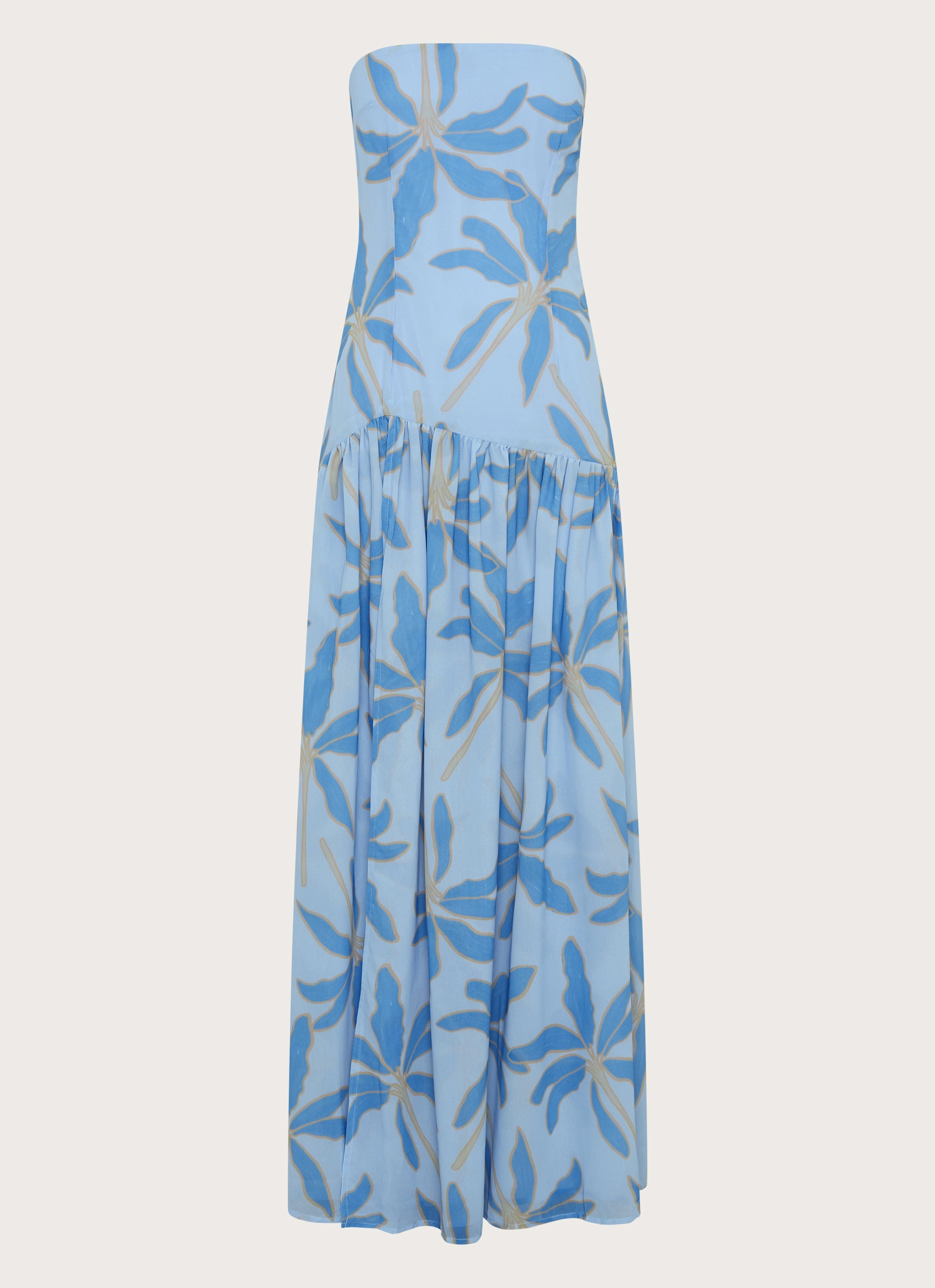 Sleek Cut Eden Strapless Maxi Dress - Opulent Blue