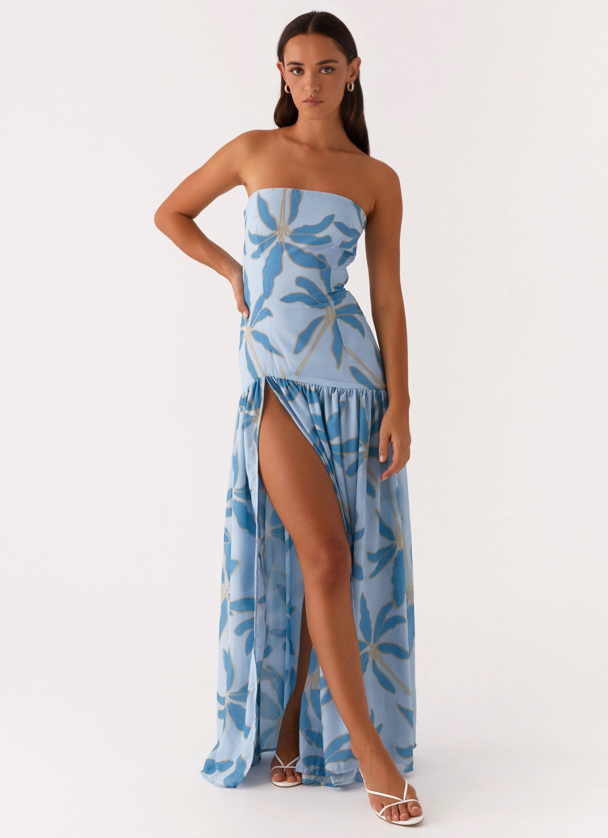 French Vibe Mood Friendly Eden Strapless Maxi Dress - Opulent Blue