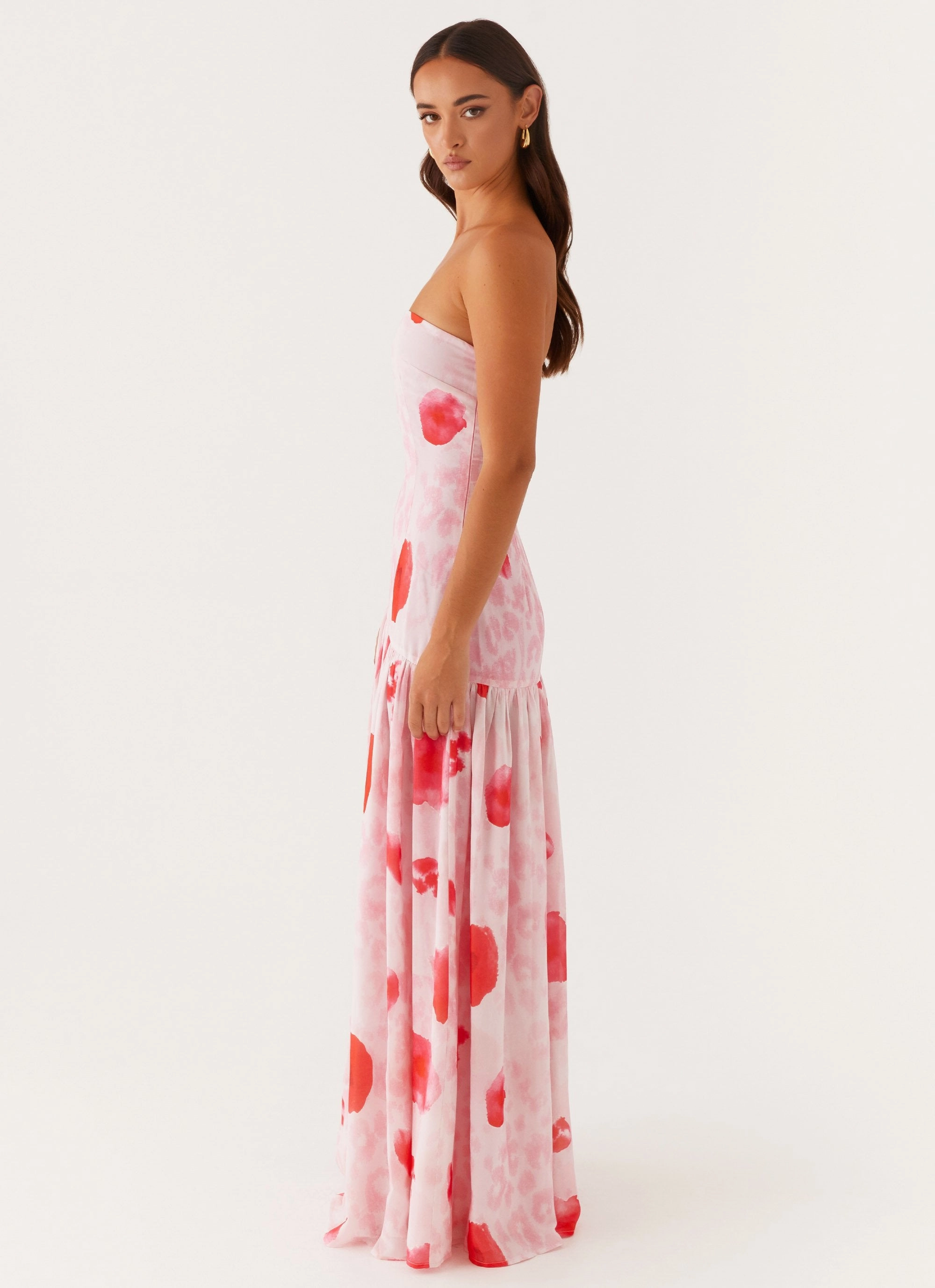 Simple Spirit Subtle Touch Eden Strapless Maxi Dress - Rose Leopard