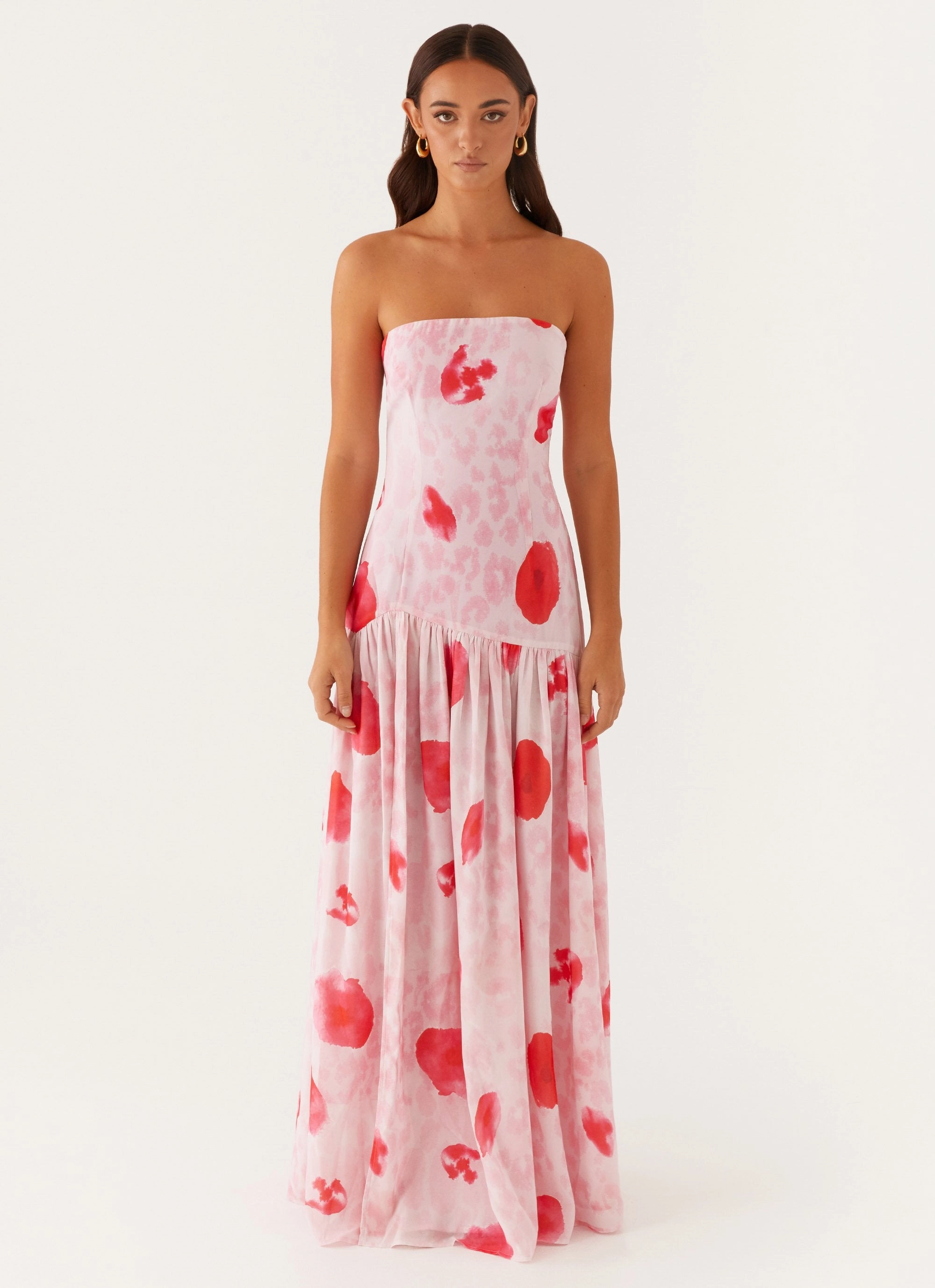 Eden Strapless Maxi Dress - Rose Leopard Shade Glow Vibrant patterned dress