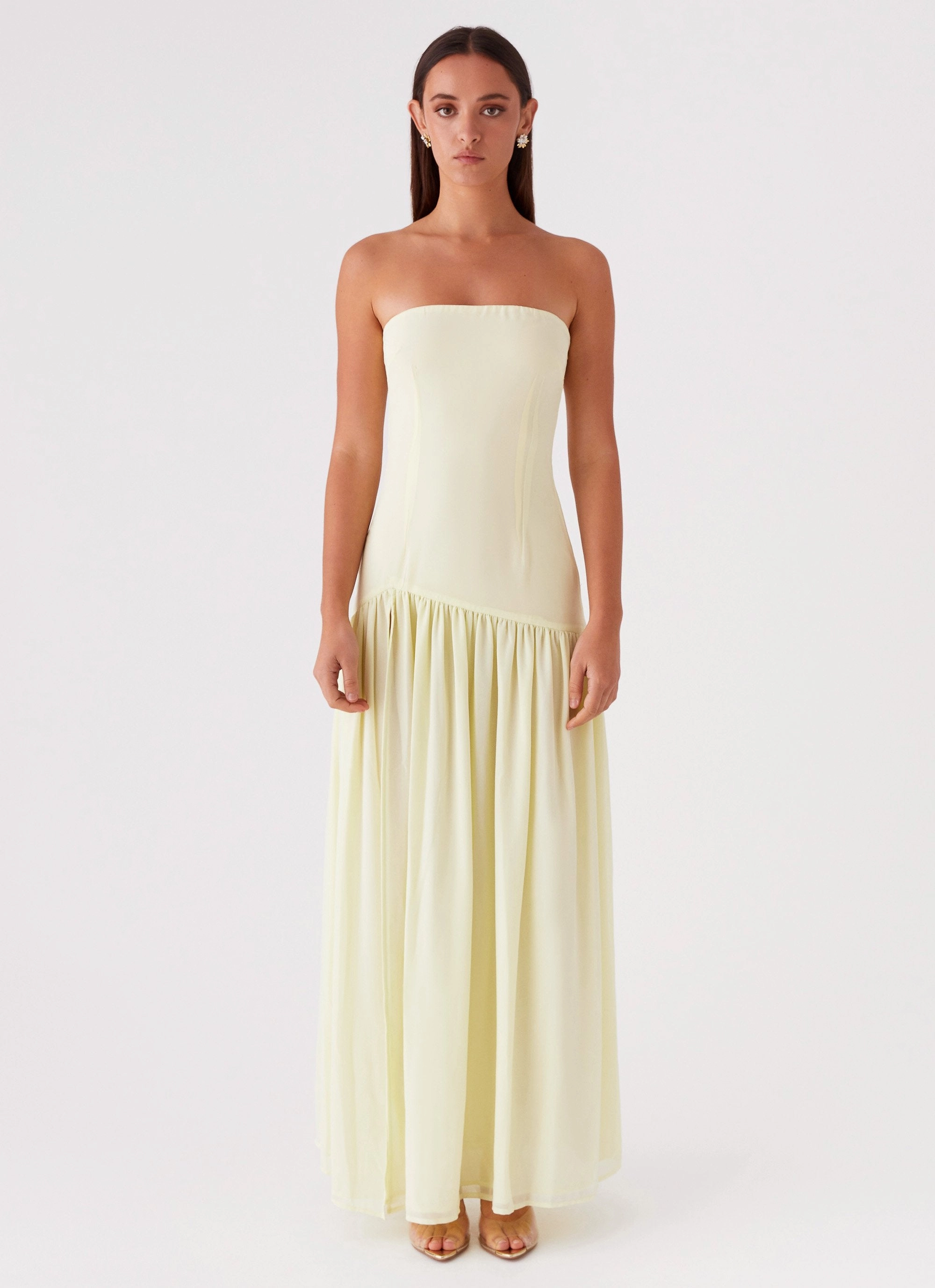 Street Vibe Designer-Label Eden Strapless Maxi Dress - Yellow