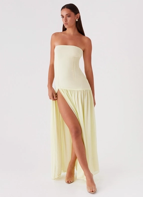 Airy Base Eden Strapless Maxi Dress - Yellow