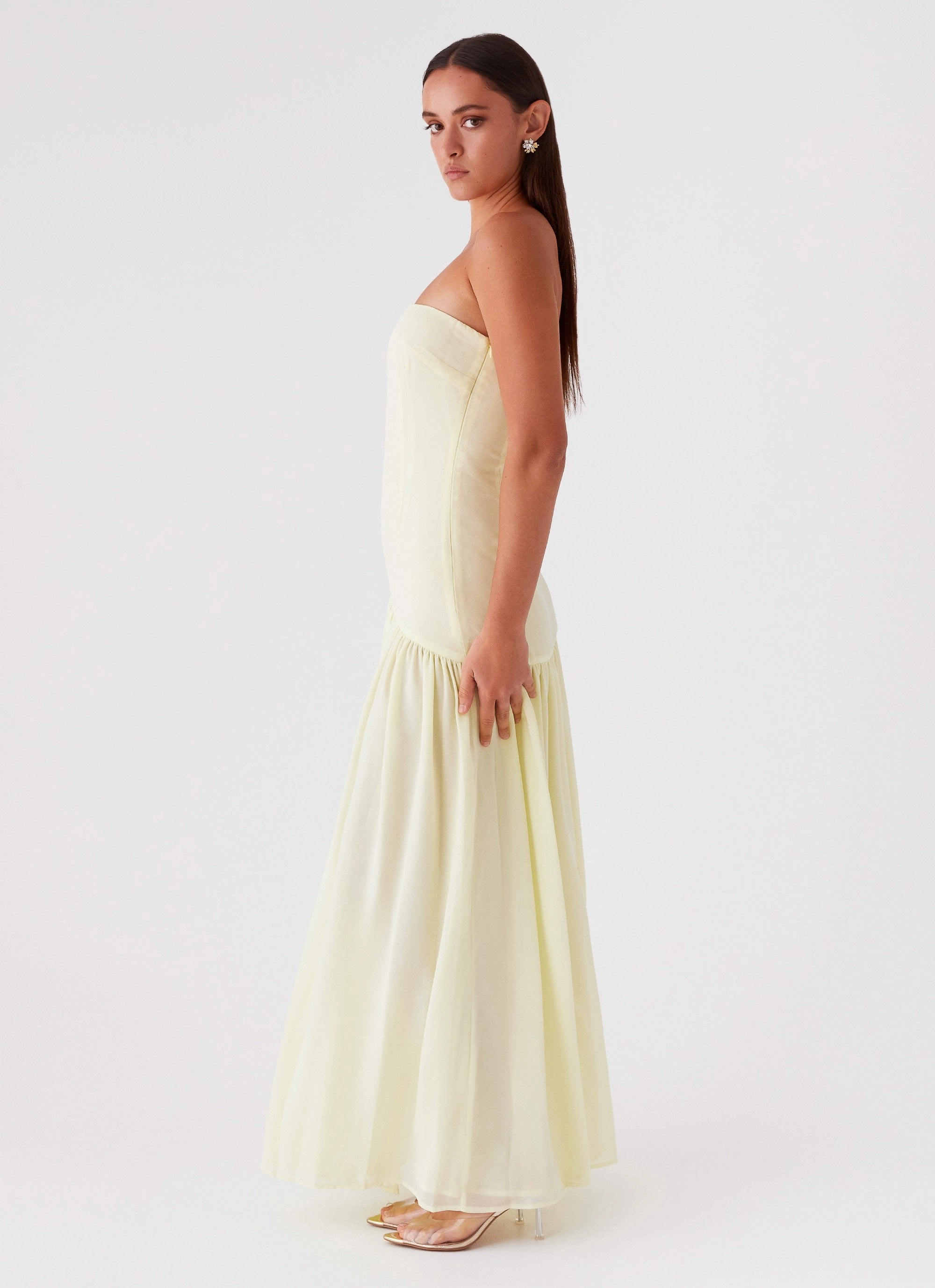 Eden Strapless Maxi Dress - Yellow Heart Tone