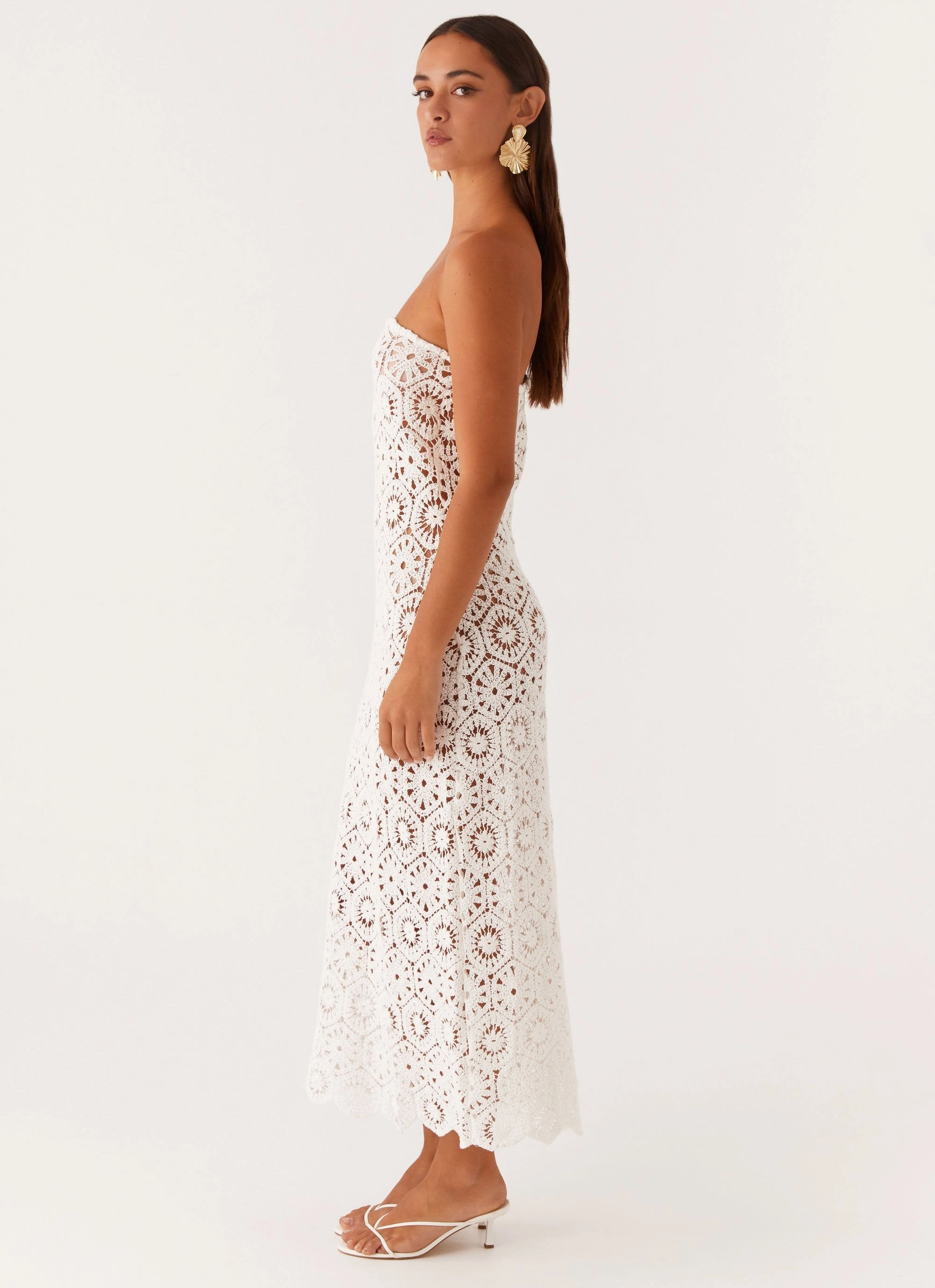Slimming Shape Kingsly Crochet Maxi Dress - White