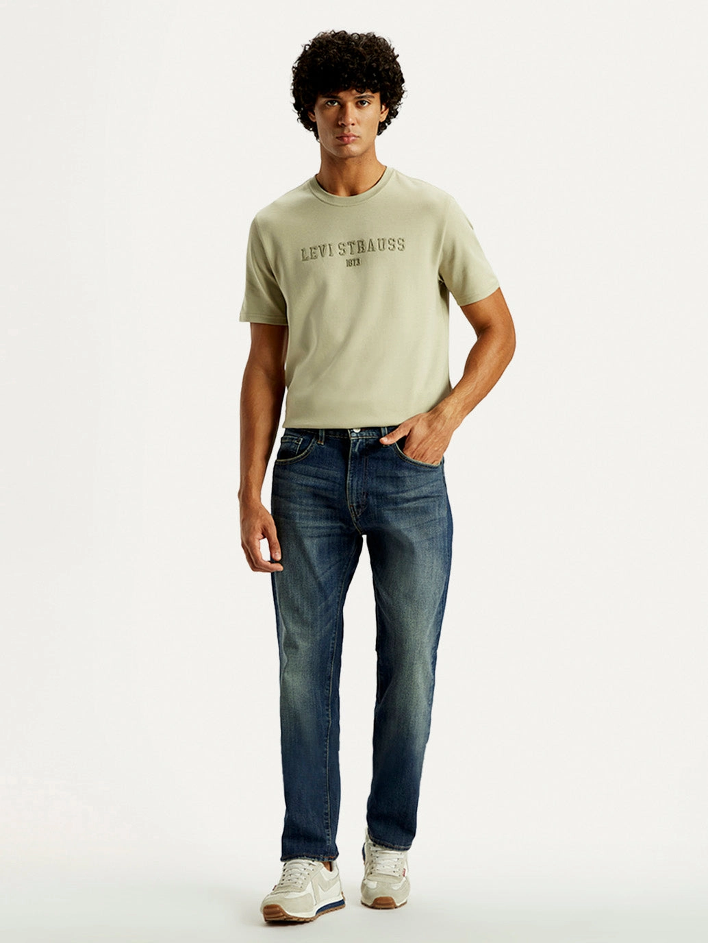 Selvedge Denim Men's Tinted 505 Med Indigo Straight Fit Mid Rise Jeans