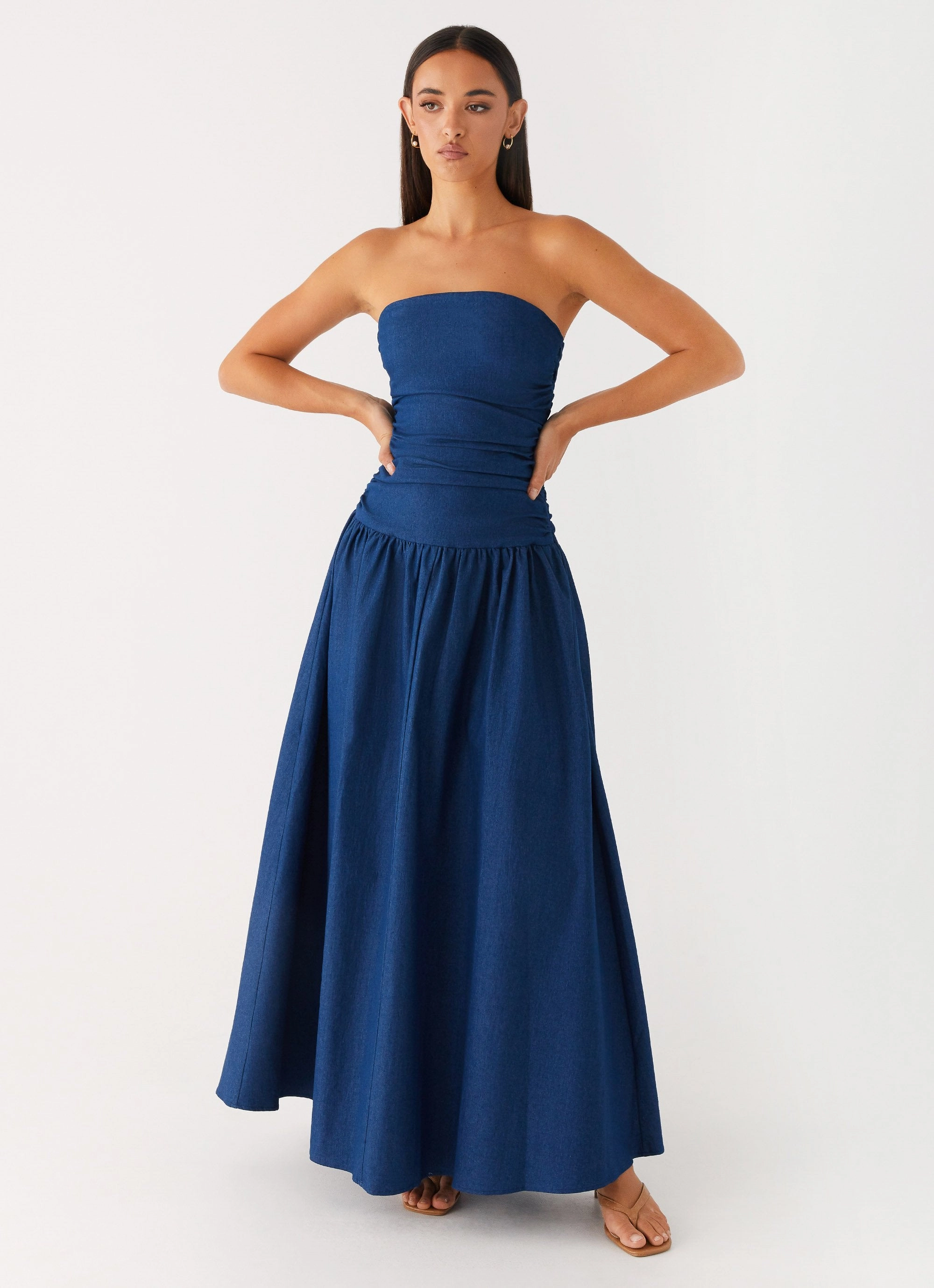 Carmel Denim Maxi Dress - Indigo Perfect Length