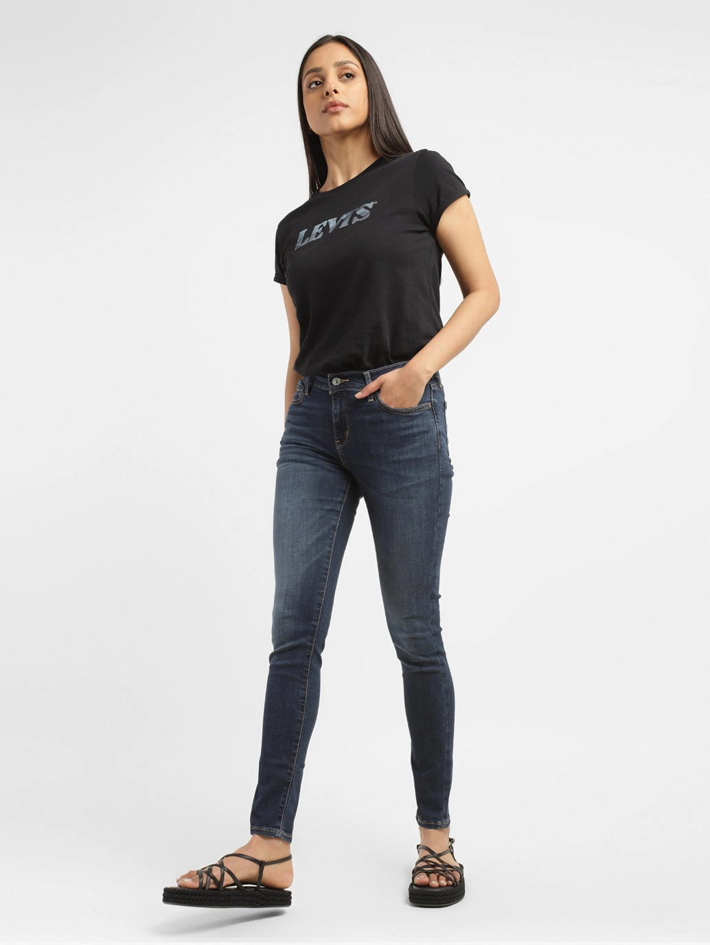 Essential Piece Women's 710 Blue Skinny Fit High Rise Jeans