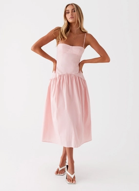 Daywear Fit Relaxed and stylish Yvette Corset Midi Dress - Pink