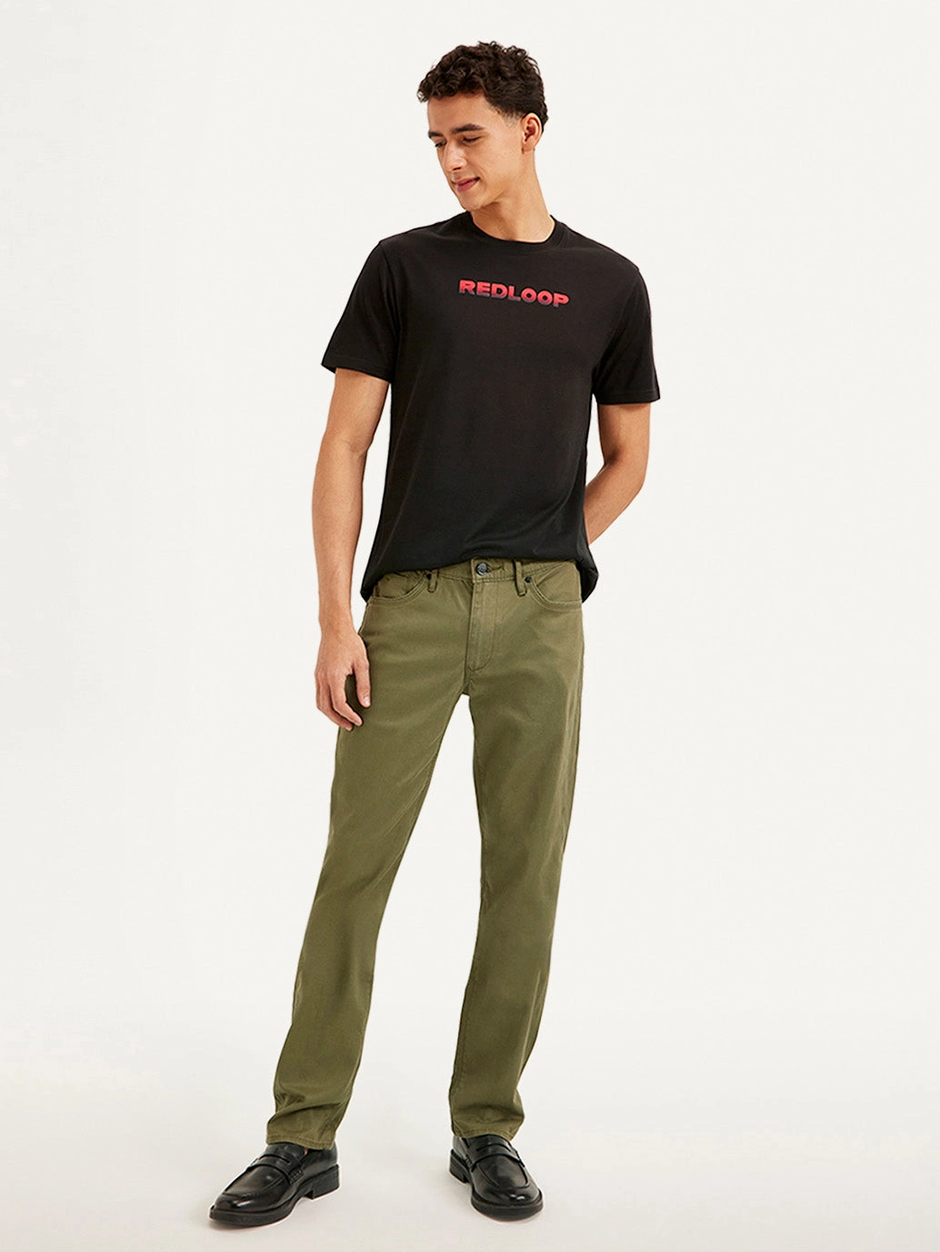 Men's Redloop Olive Slim Fit Trousers Recyclable Fabric Blend