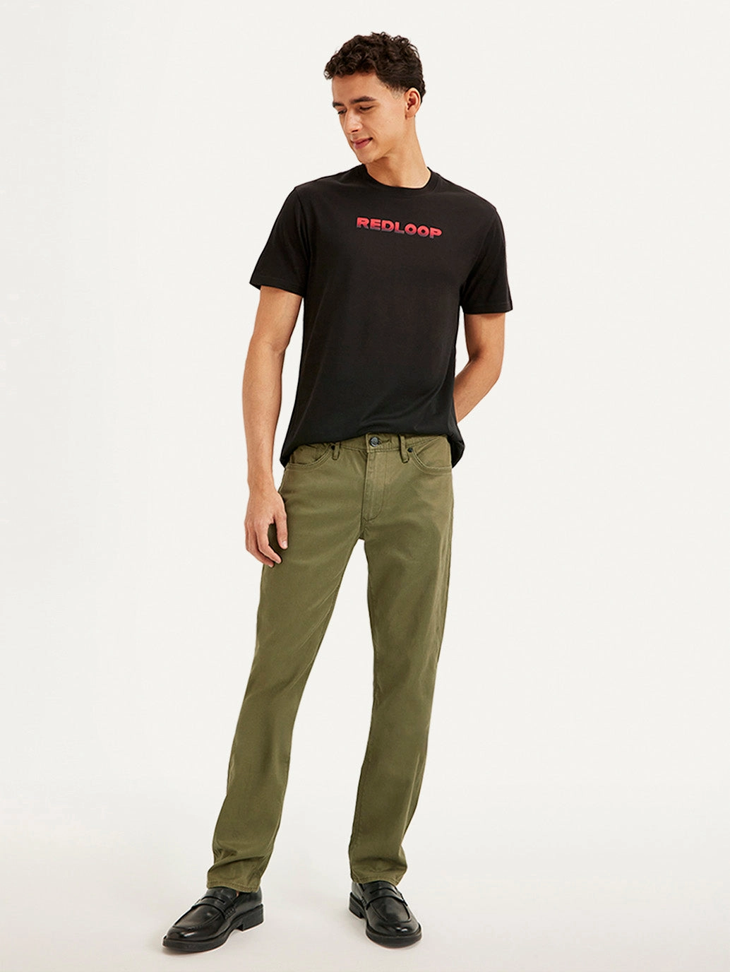 Men's Redloop Olive Slim Fit Trousers Layering Piece Comfy Active