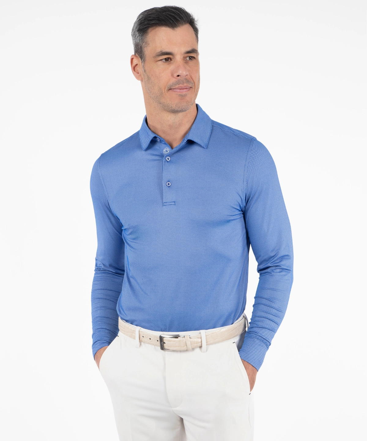 Performance Dash Jacquard Long-Sleeve Polo Comfortable Look Durable Material