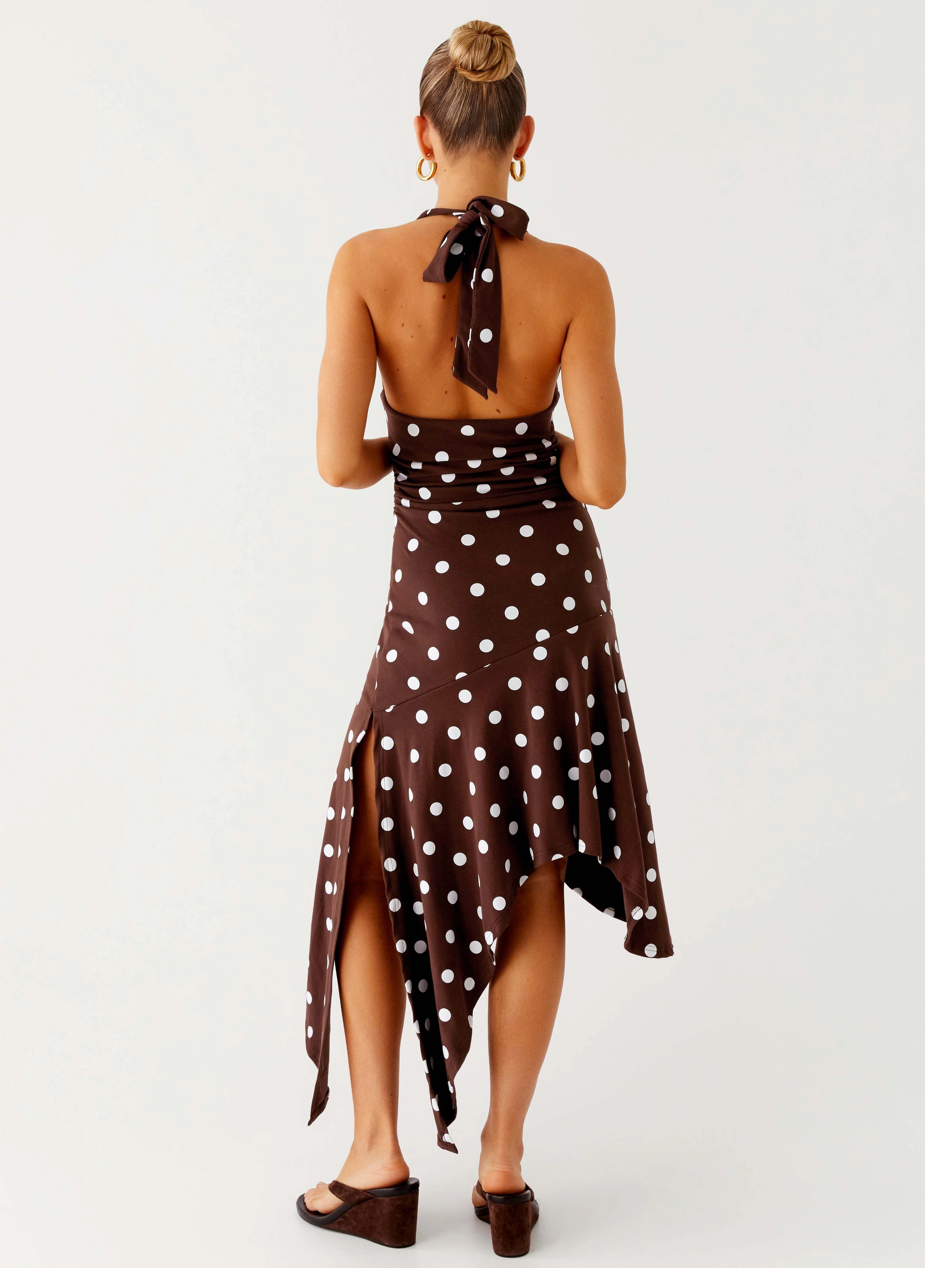 Keylani Halter Midi Dress - Chocolate Family Vibe