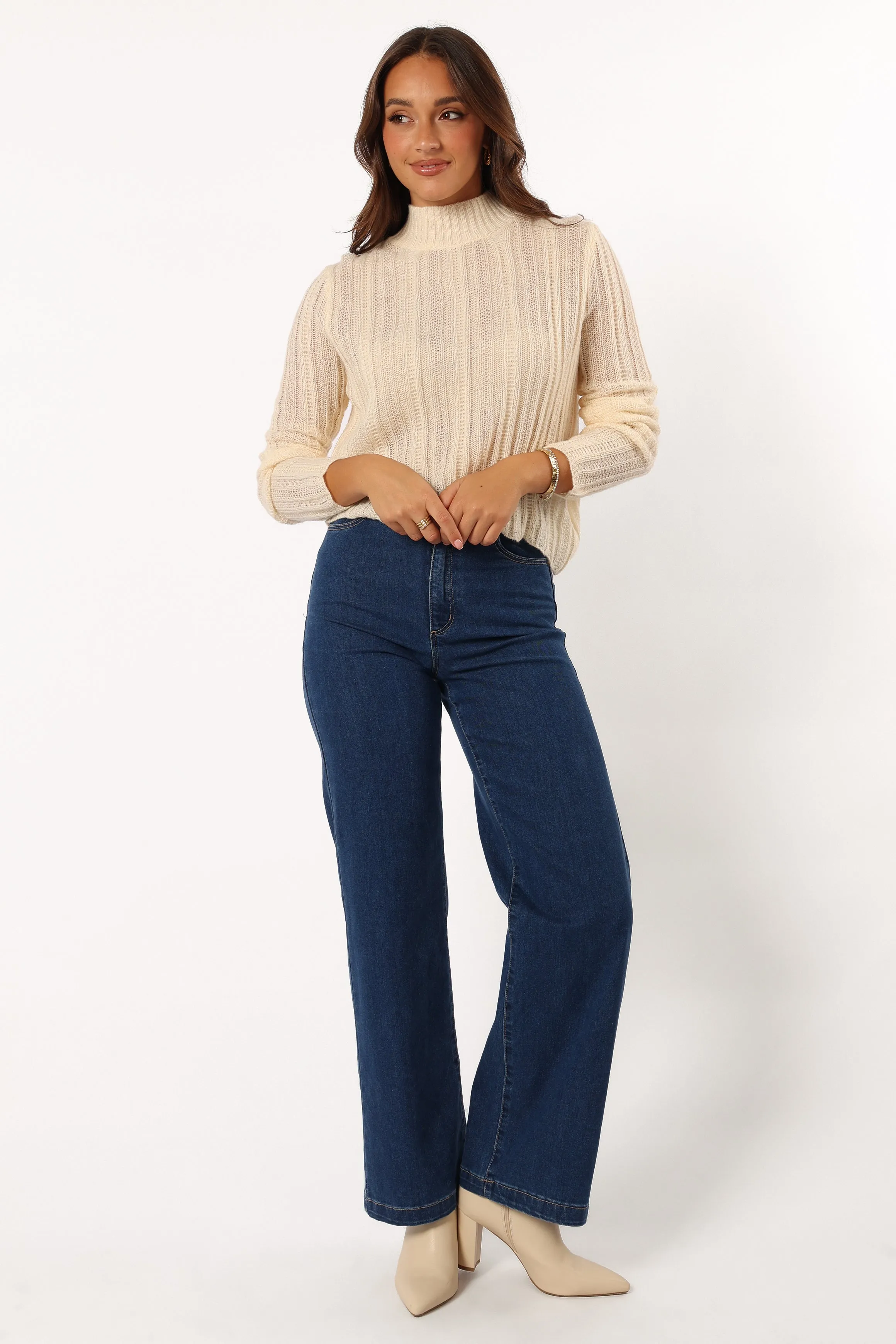 Chic Comforted Wynford Scallop Edge Knit Sweater - Cream