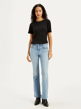 Women's 725 Light Blue Flared Fit High Rise Jeans Casual Essentials