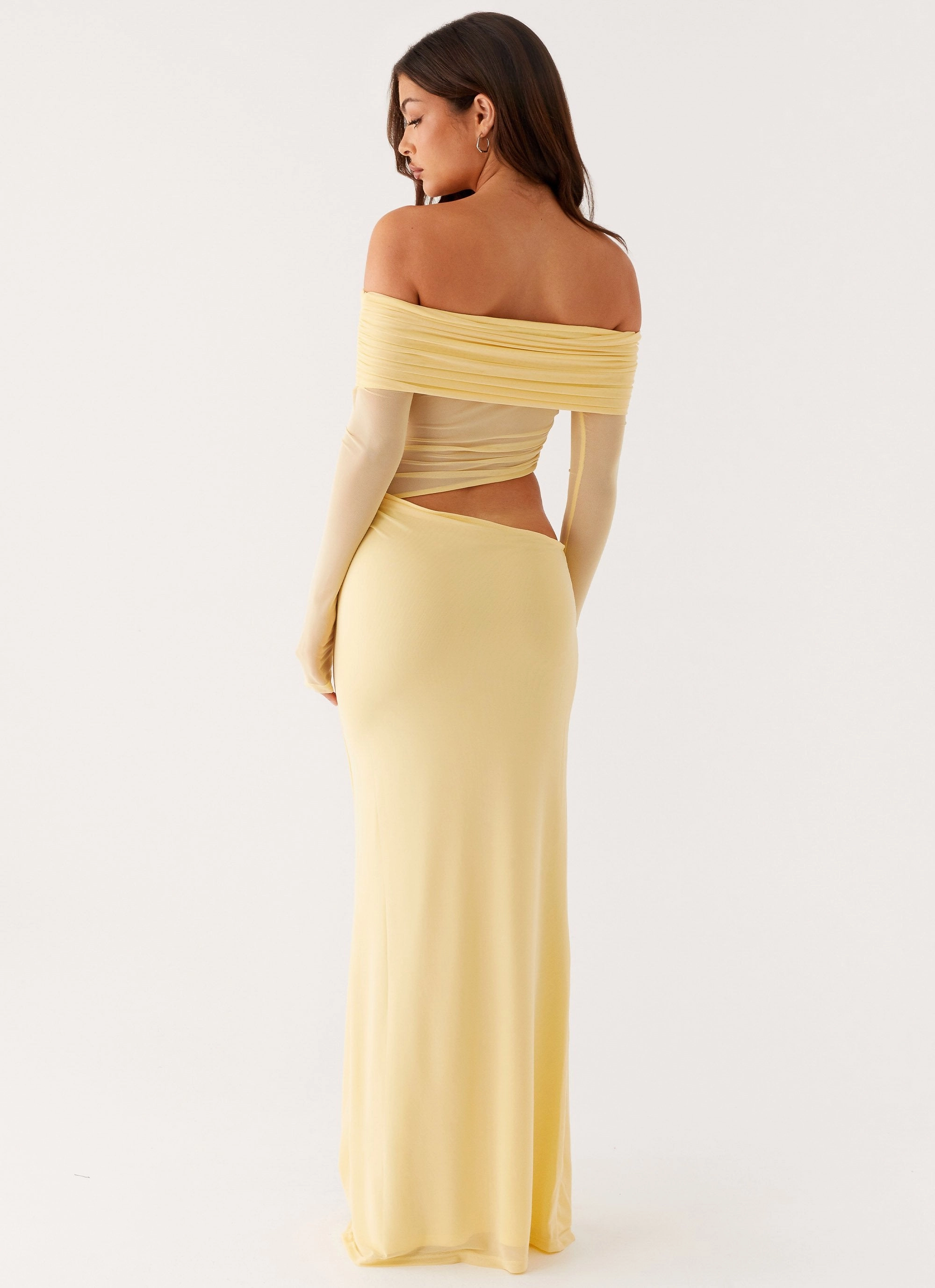 Emery Maxi Dress - Yellow Flowy Layers Abstract Pattern