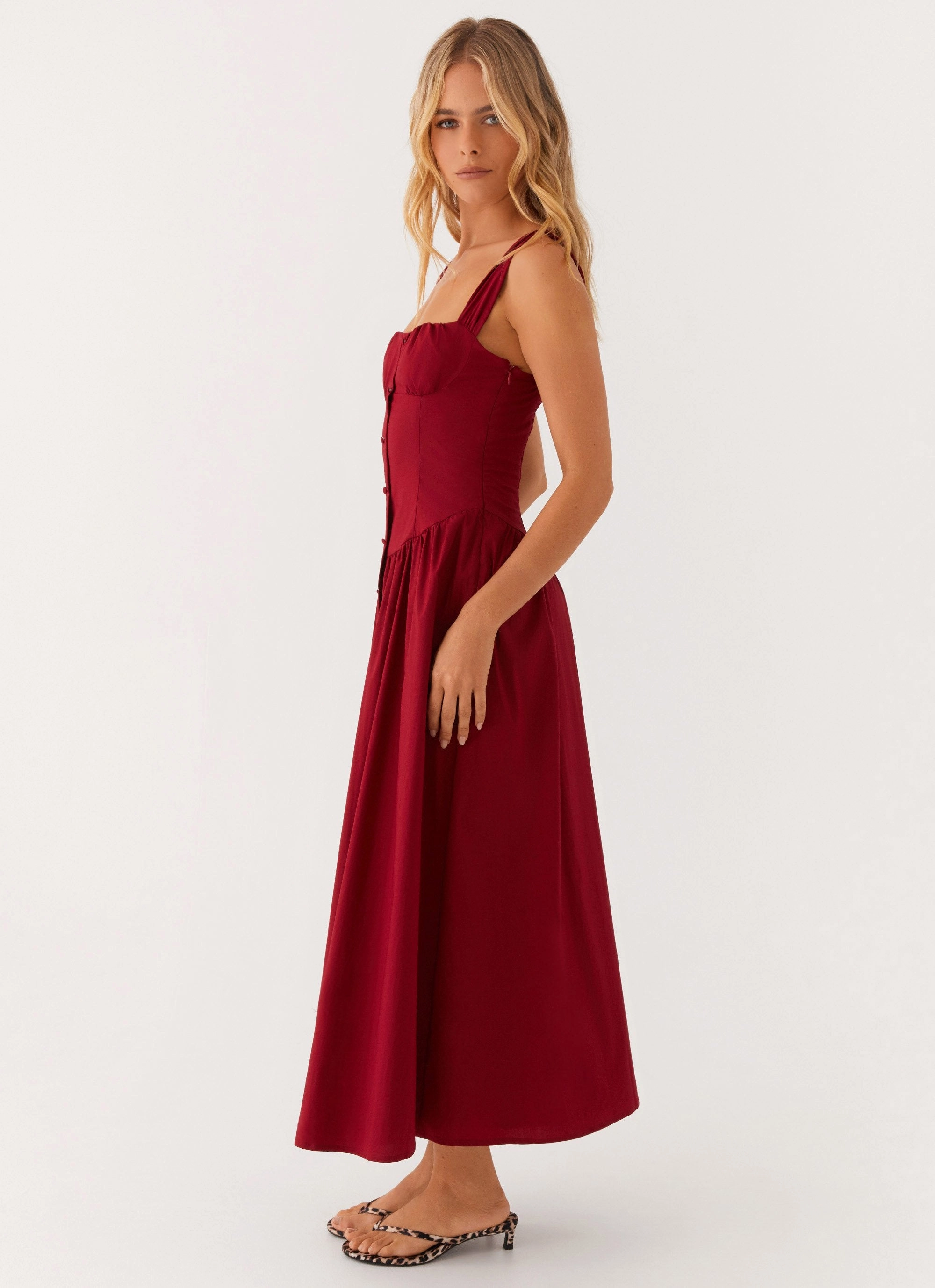 Emmalina Midi Dress - Deep Red Formal Choice Soft Balance