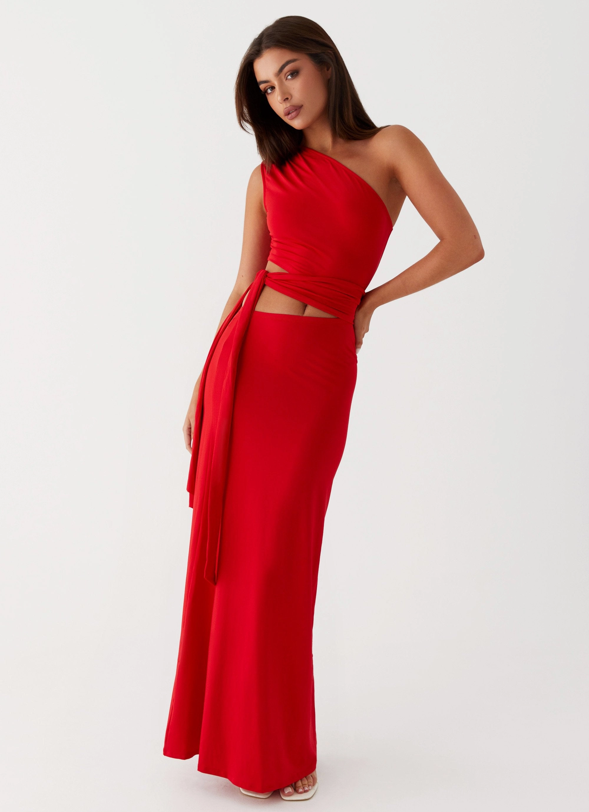 everyday staple Fall Ready Love Me Tie Maxi Dress - Red