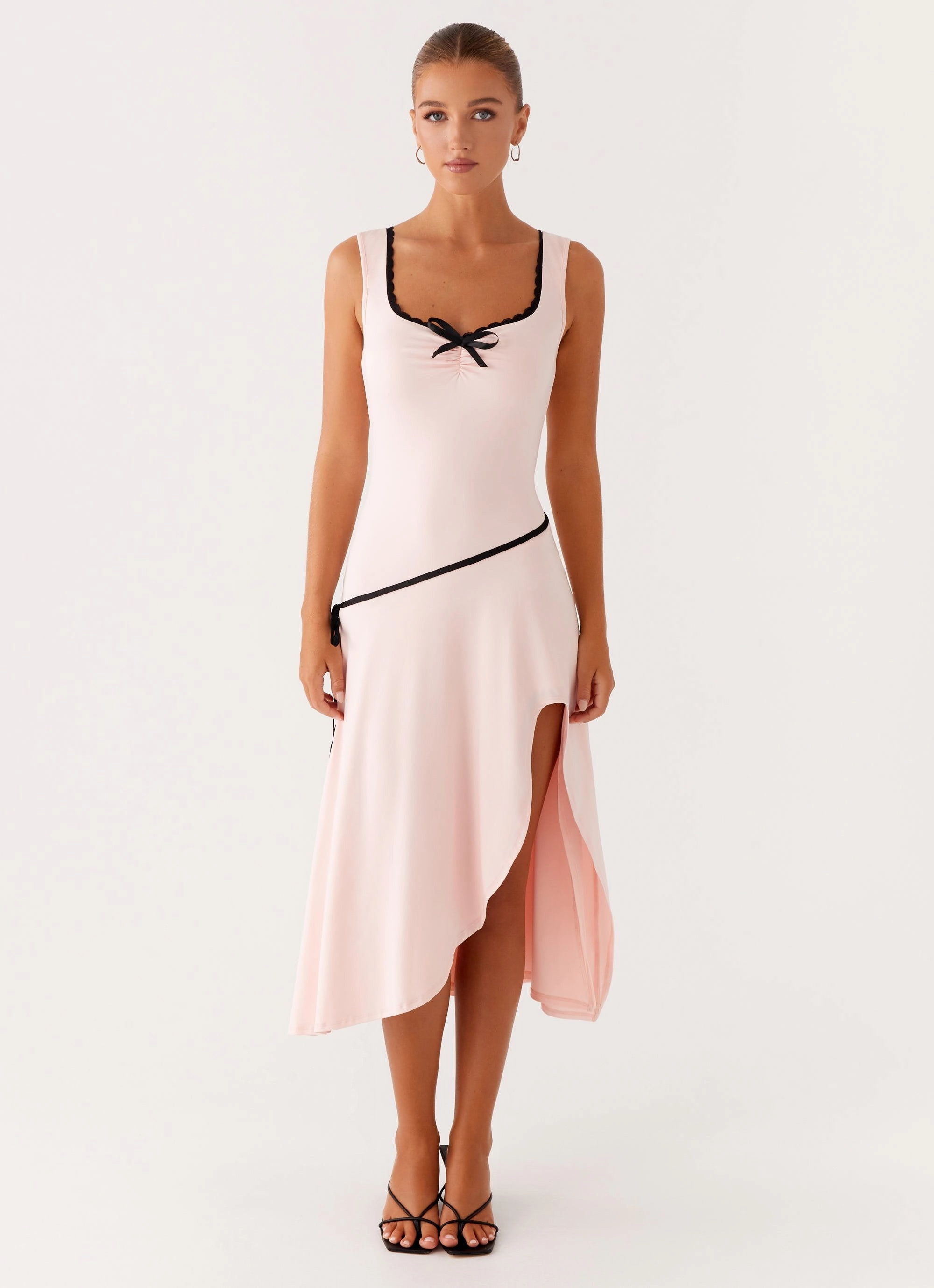Darlene Midi Dress - Pink Smart Look Chic and Flattering