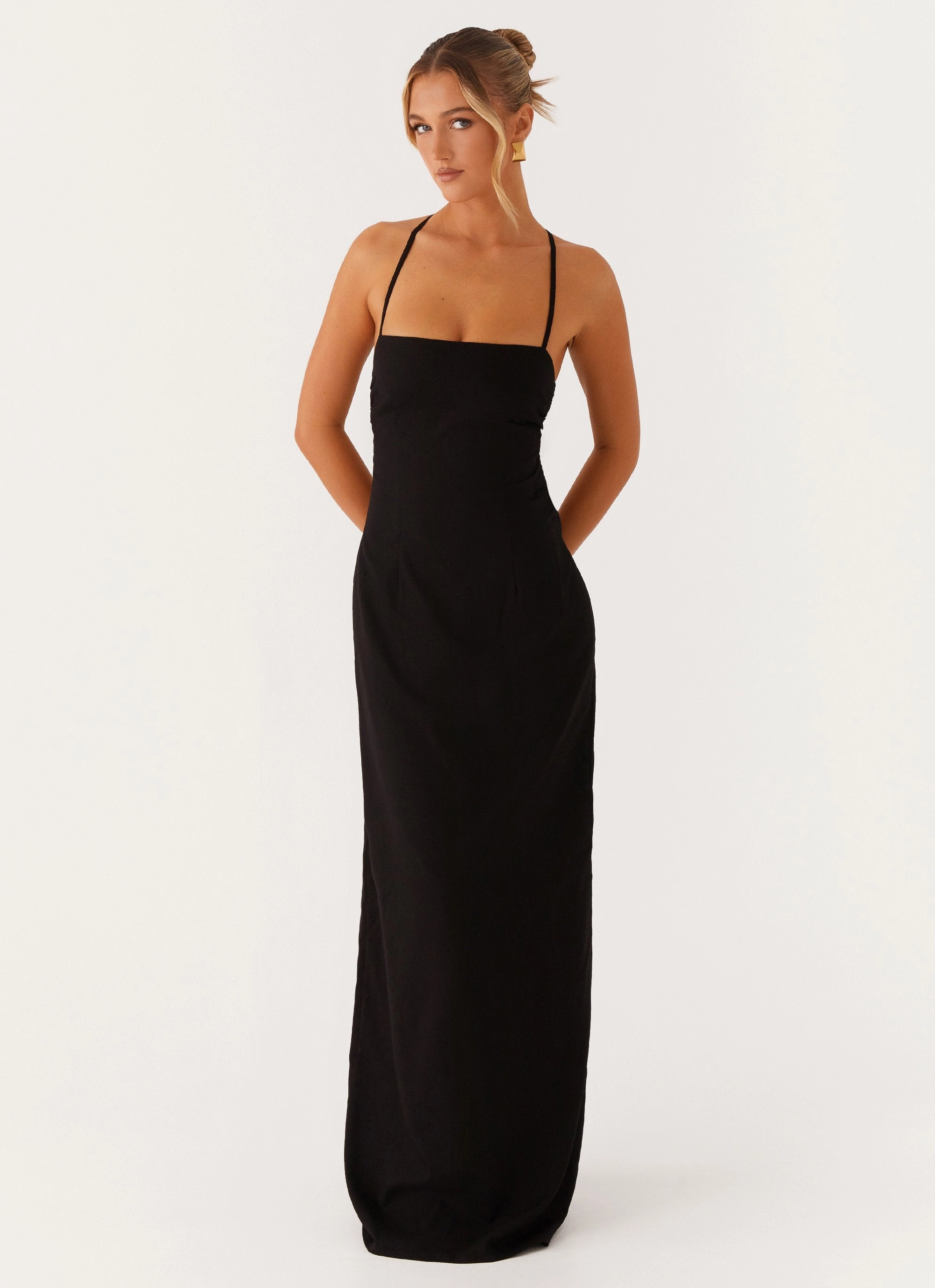 Cora Backless Maxi Dress - Black Family Warm Light Wear