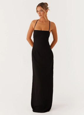 Cora Backless Maxi Dress - Black Family Warm Light Wear