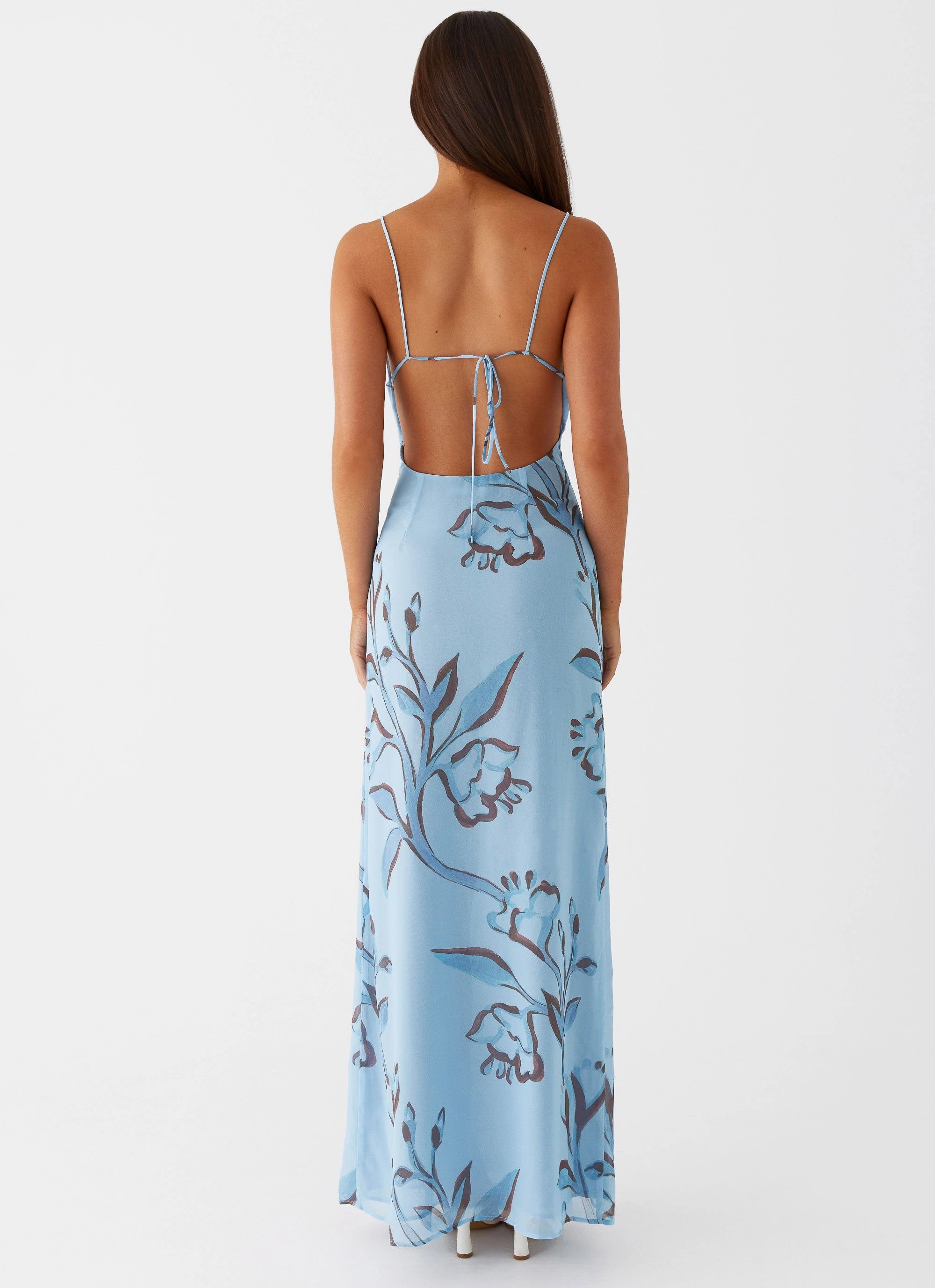 BiasCutSilhouette Smooth Edge Felicia Daisy Maxi Dress - Blue Floral