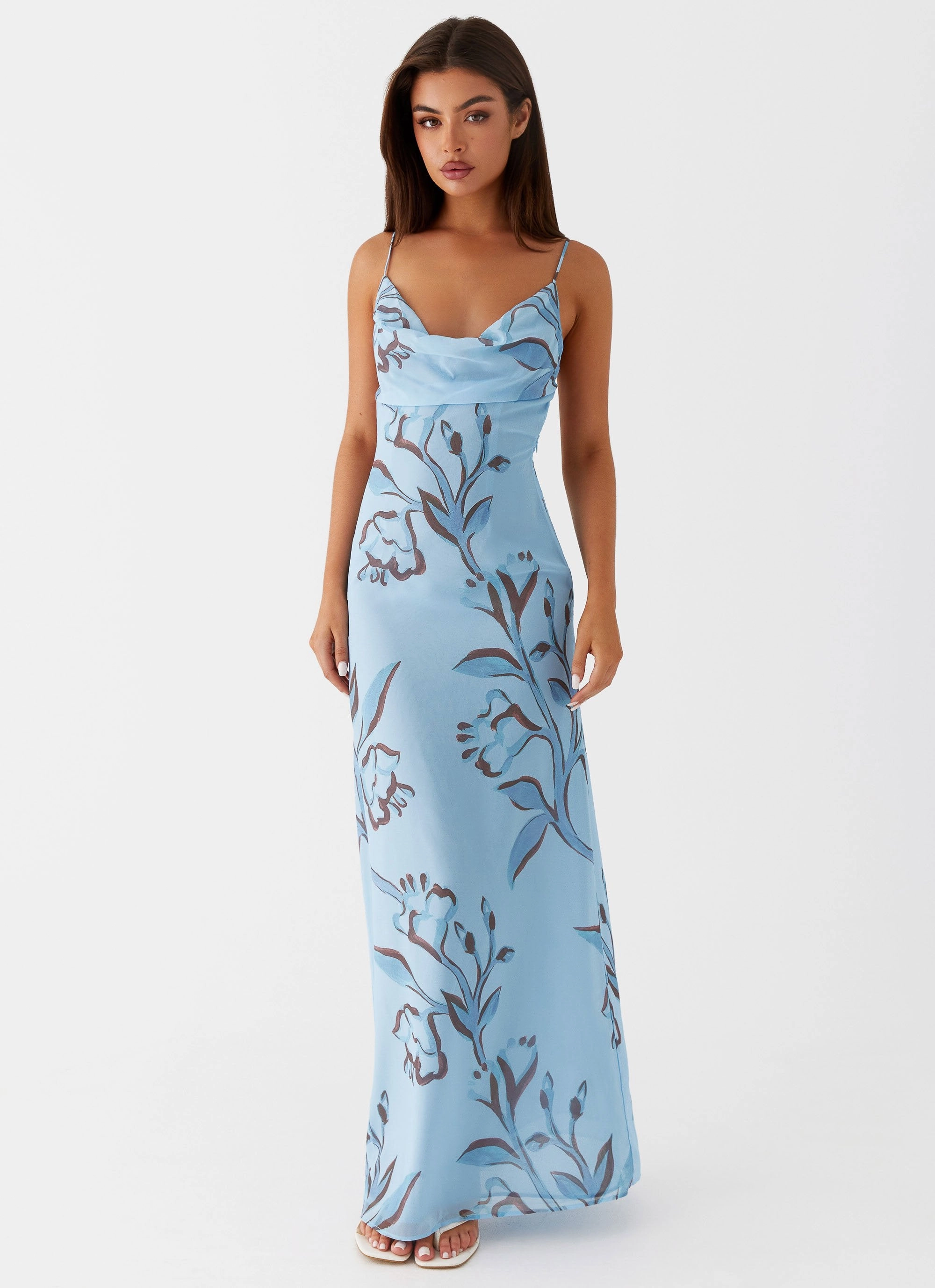 Bold Cut Felicia Daisy Maxi Dress - Blue Floral