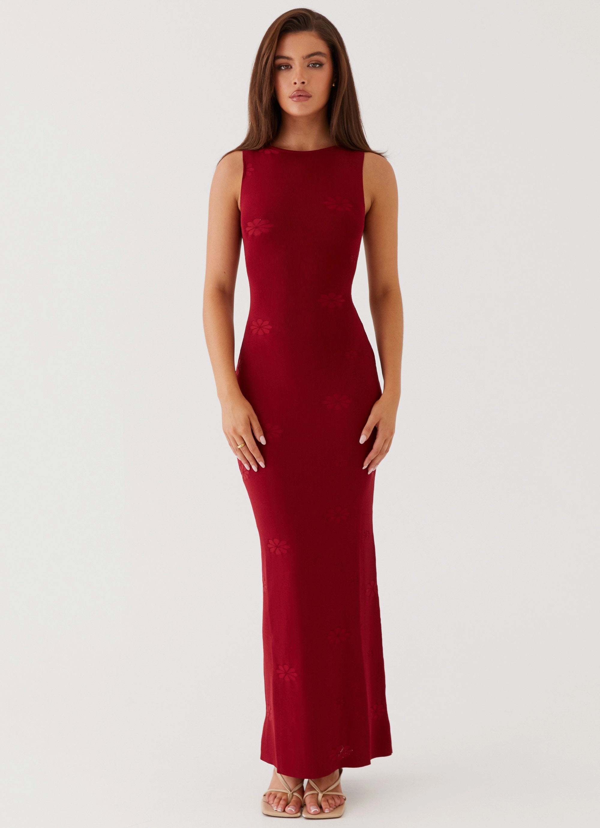 Holly Knit Maxi Dress - Red Luxe Touch boho vibe
