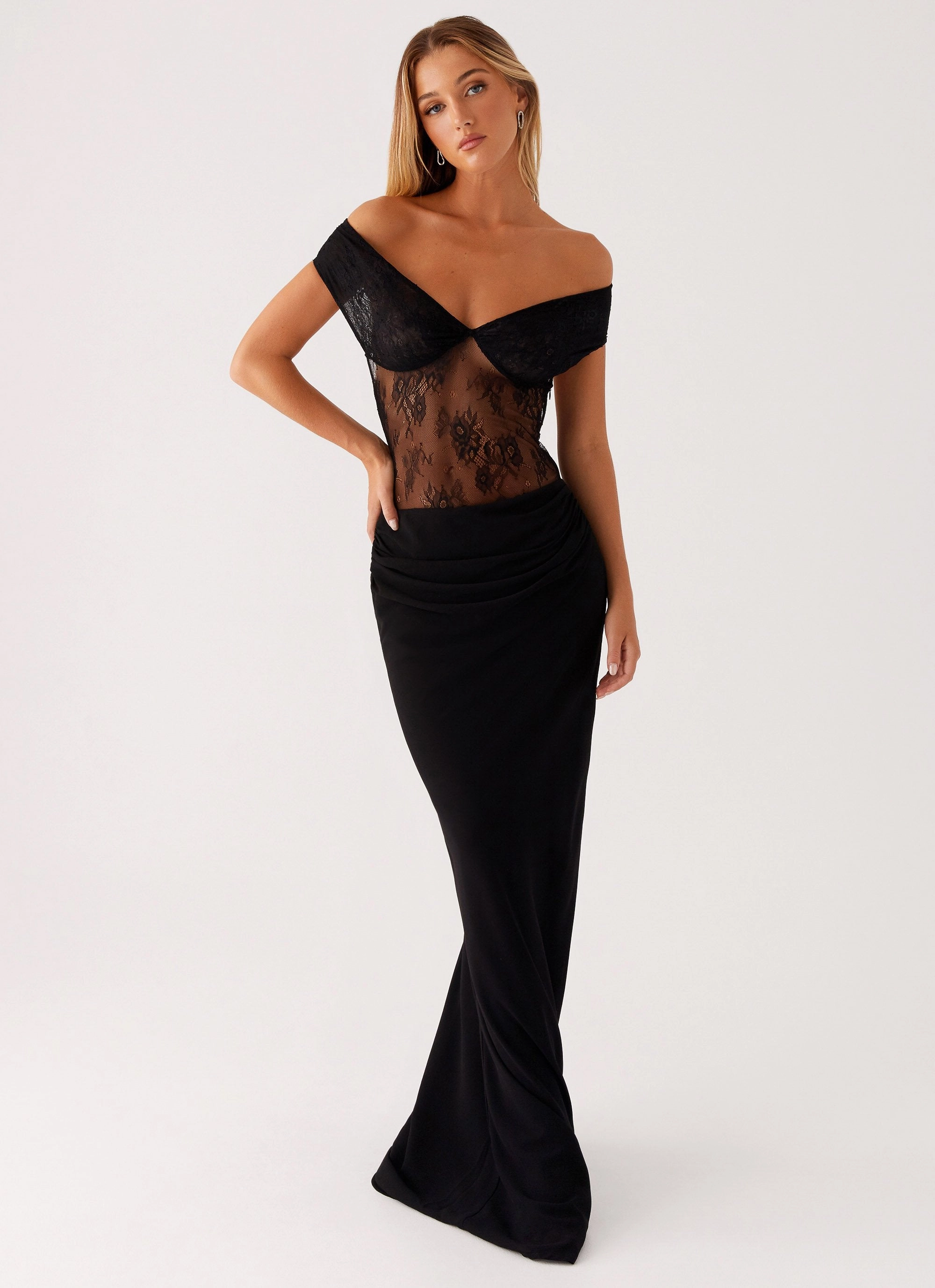 Sheer-Overlay Pure Fit Elle Maxi Dress - Black