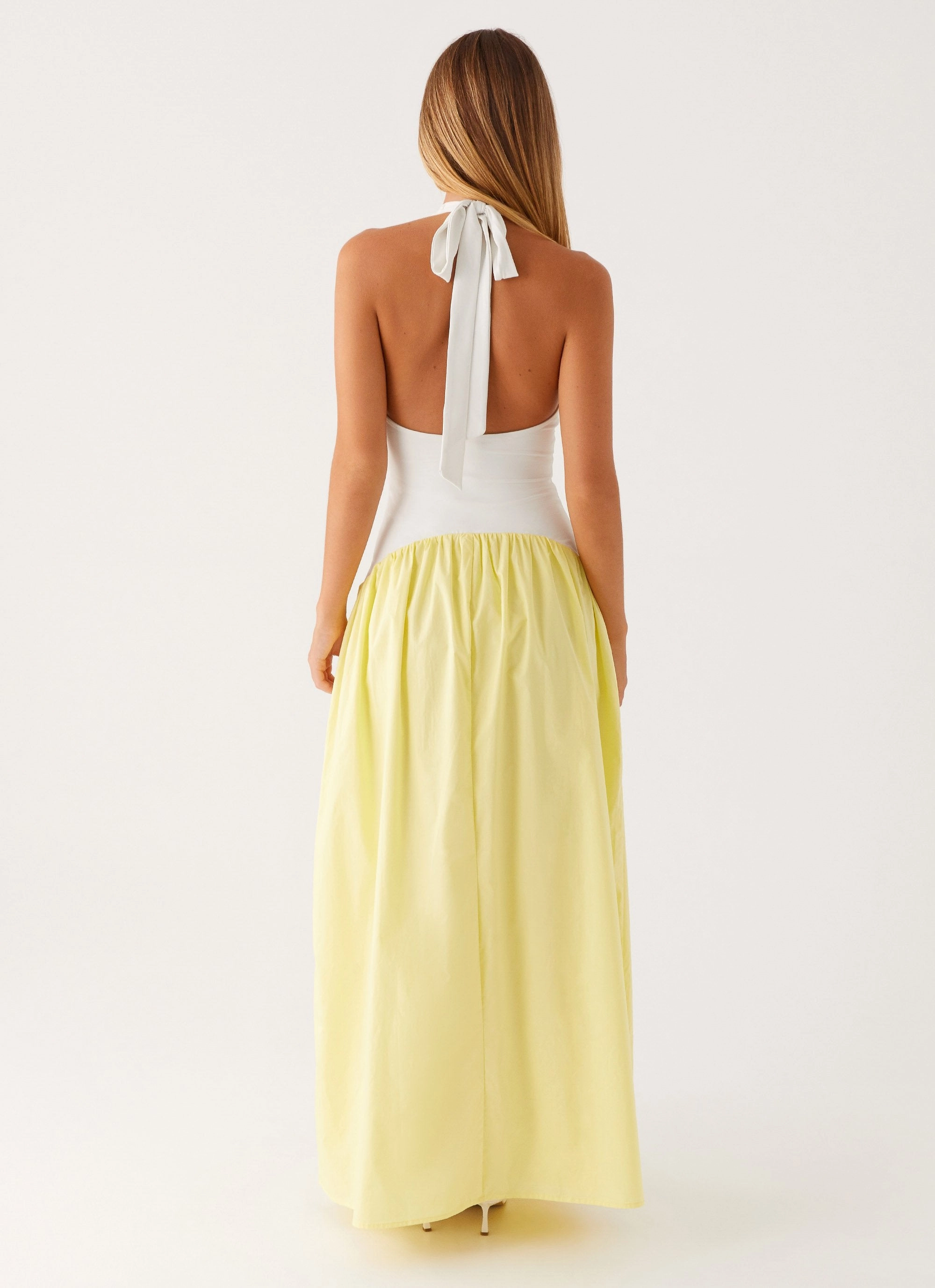 Pure Elegance Sculpted Form Elora Maxi Dress - Yellow Spliced