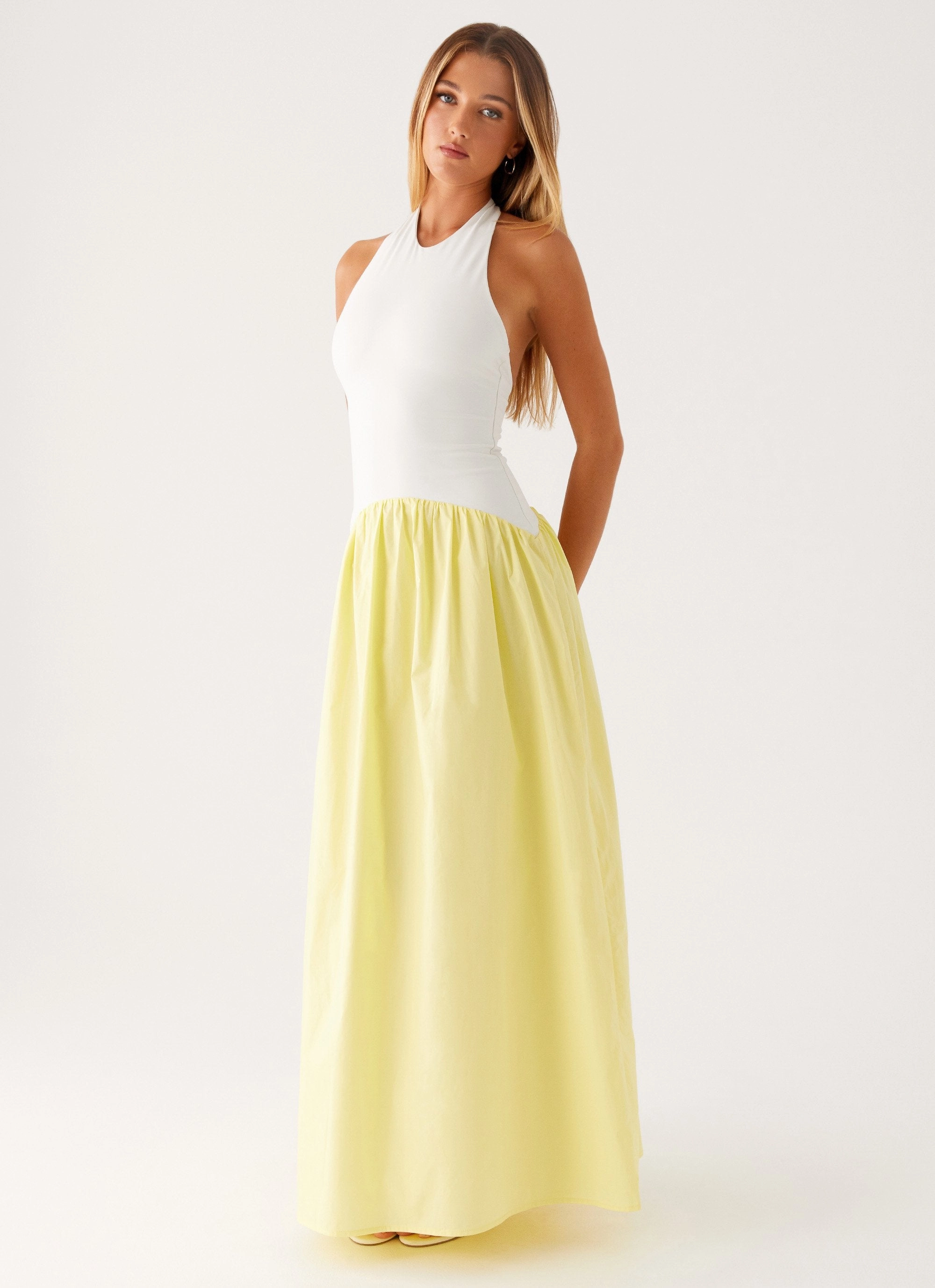 Pose Glow Feminine Fit Elora Maxi Dress - Yellow Spliced