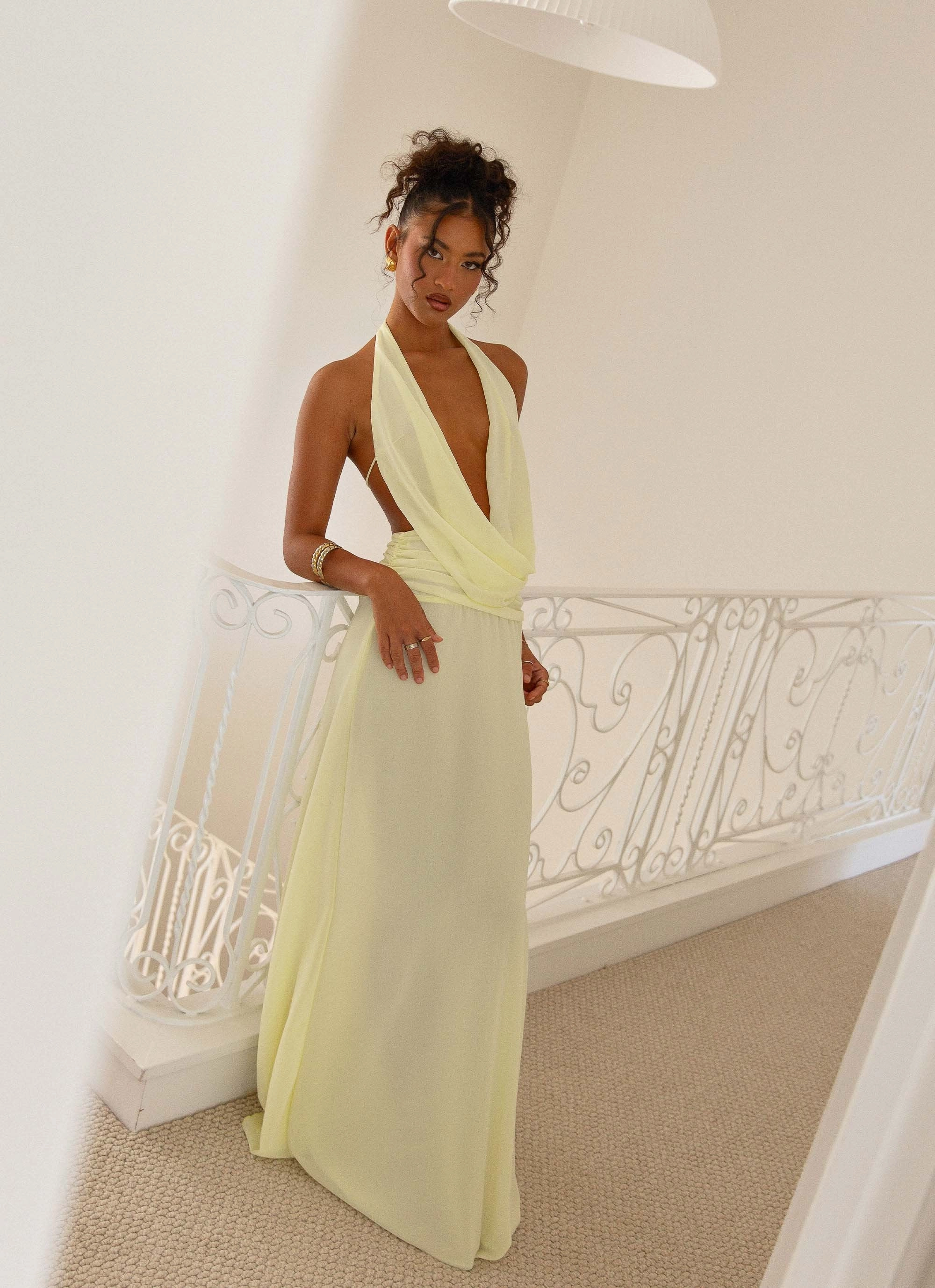 Elysia Chiffon Maxi Dress - Lemon Event Perfect