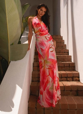 Light Cloud Pretty Glow Elysia Mesh Maxi Dress - White Pink Lilly