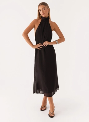 Layered Texture Emmalyn Midi Dress - Black
