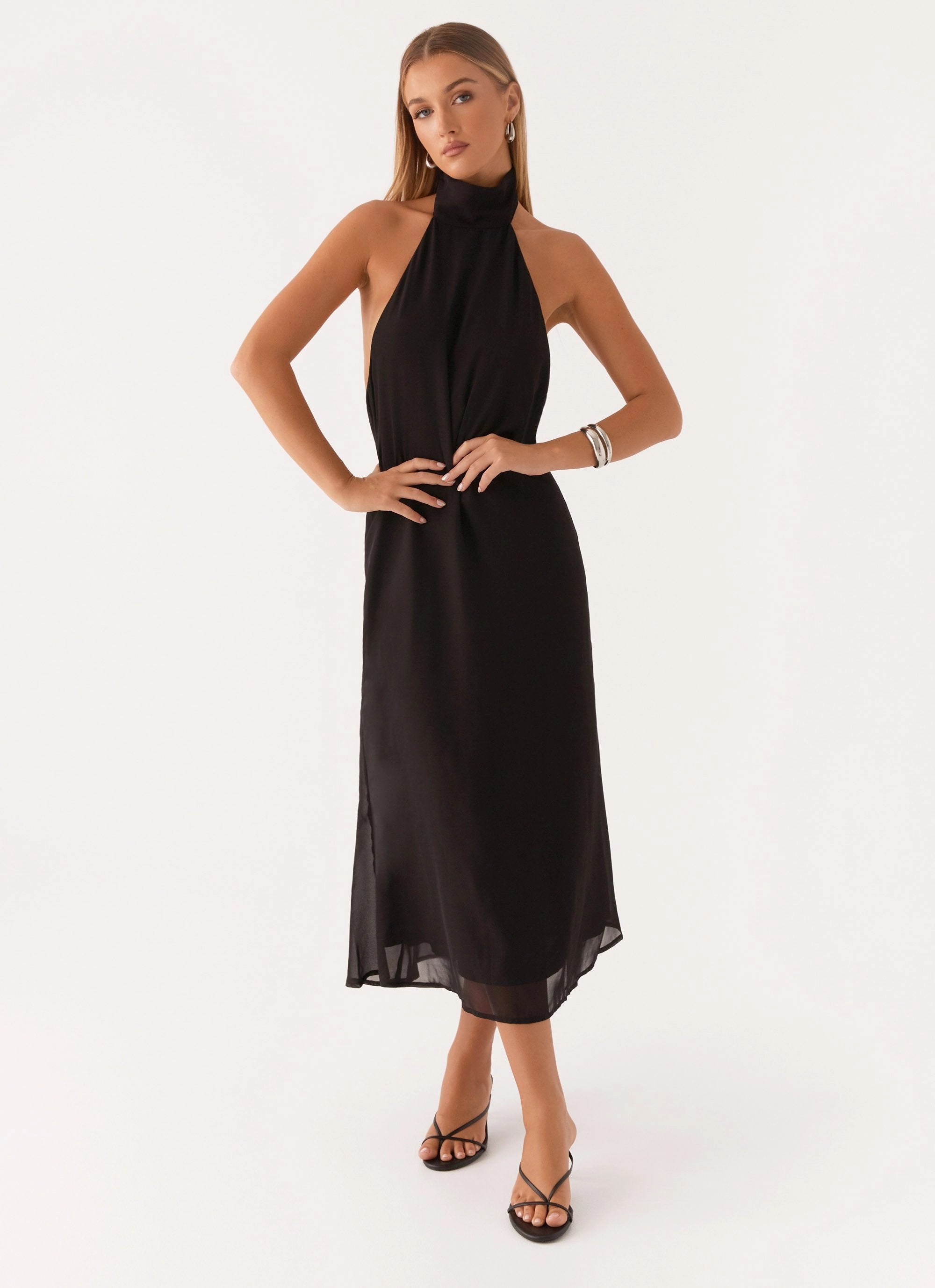 Layered Texture Emmalyn Midi Dress - Black