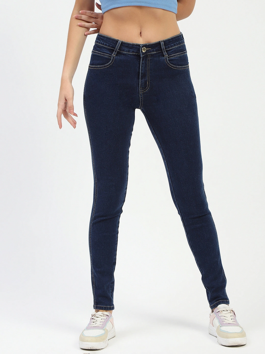 Madame Blue Skinny Fit Jeans Smooth Texture Fashionable Touch