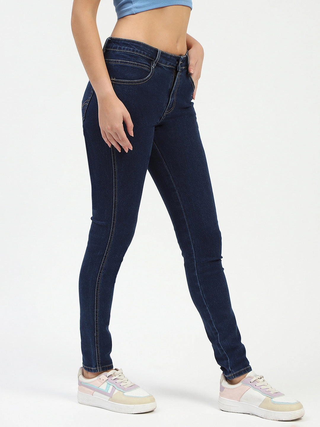 Madame Blue Skinny Fit Jeans Perfect Length Design abrasion resistant coating