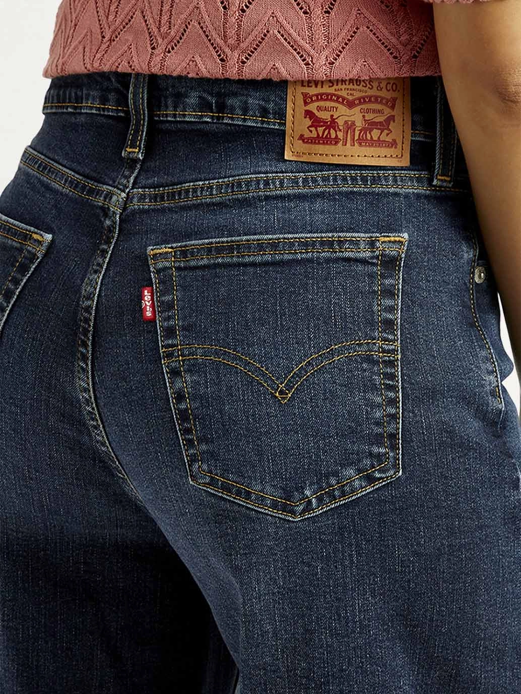 Women's 728 Dark Blue Flared Fit Mid Rise Jeans Comfortable Design