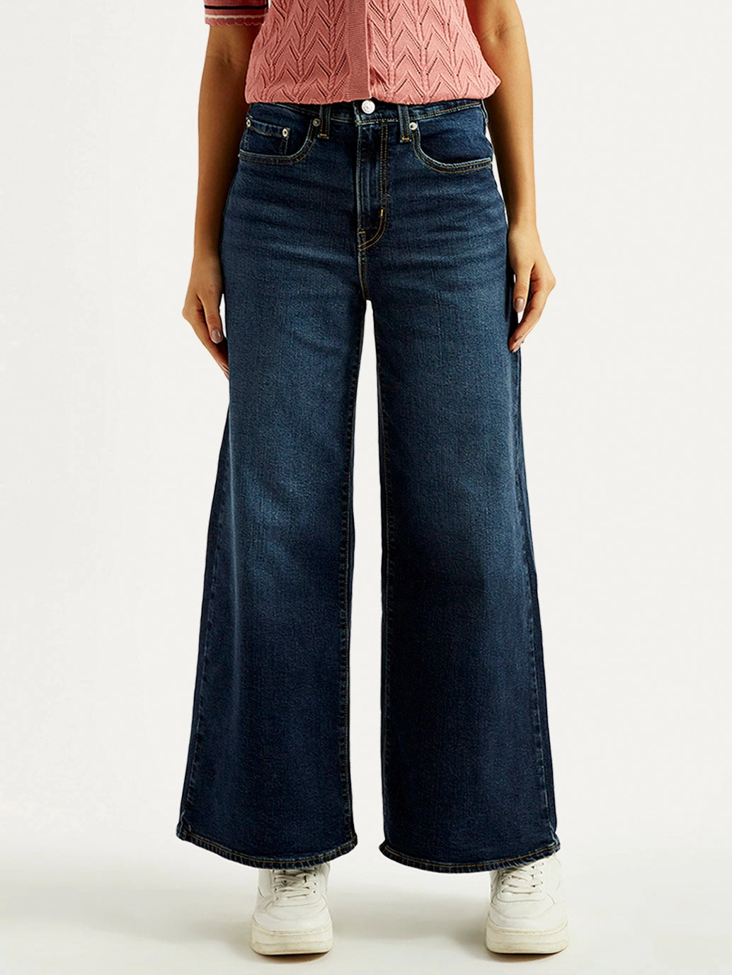 Women's 728 Dark Blue Flared Fit Mid Rise Jeans Family Style Luxury Timeless Match