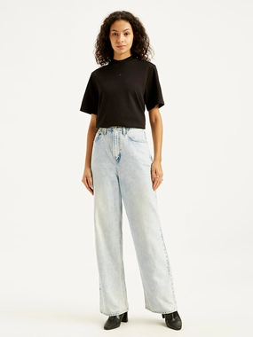 Women's Light Blue Loose Fit High Rise Jeans Comfy Classic High Quality Matching Basic