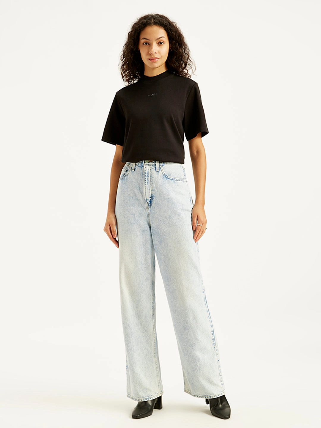 Women's Light Blue Loose Fit High Rise Jeans Neutral Daily Wear