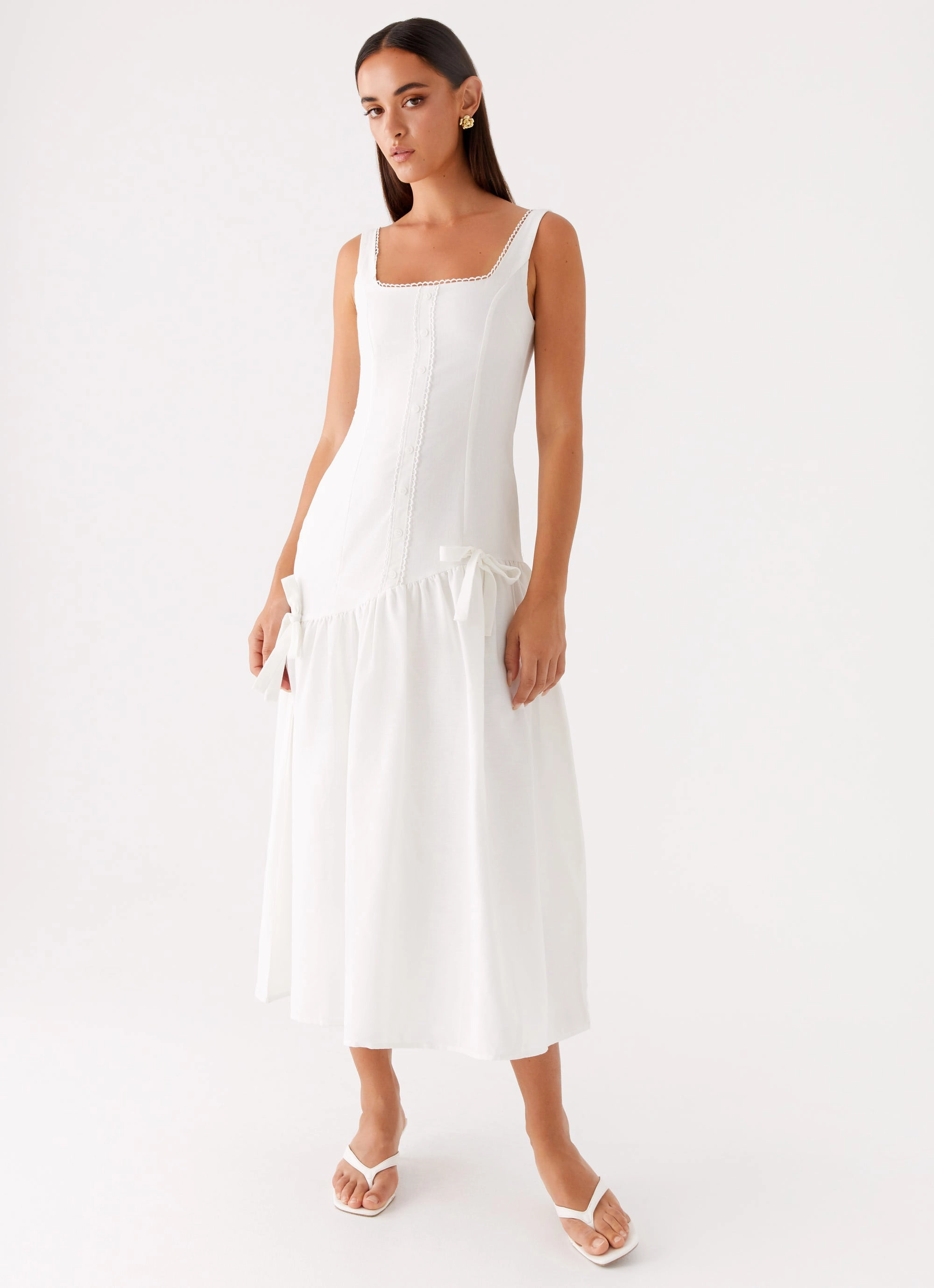Esmerelda Midi Dress - White Sophisticated Look