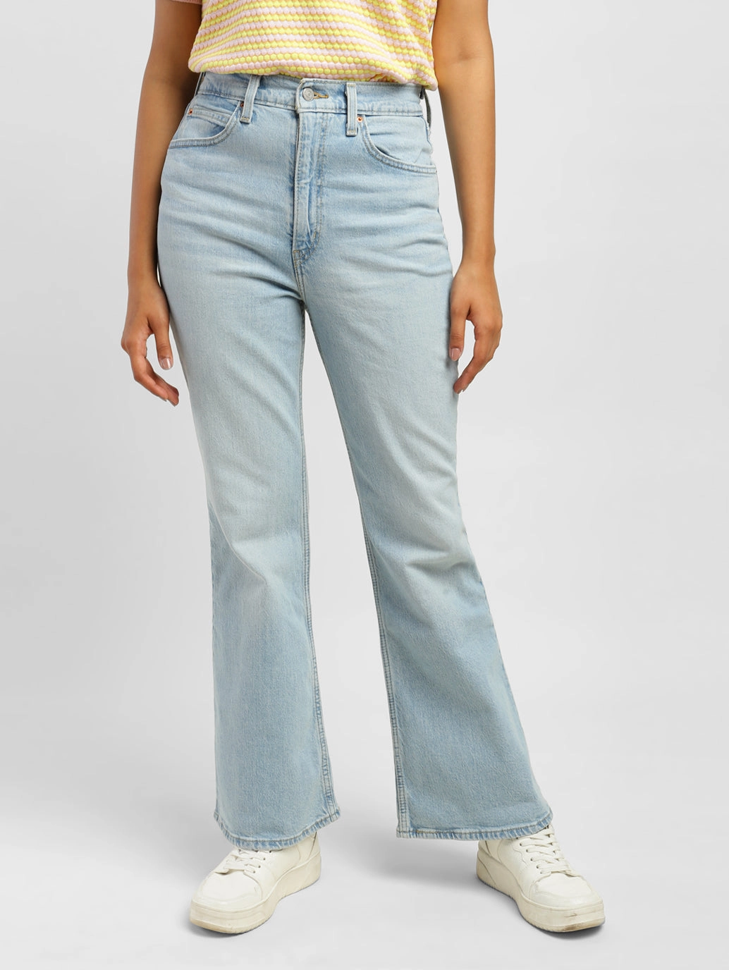 Women's 70s Blue Flared Fit High Rise Jeans Active Lifestyle