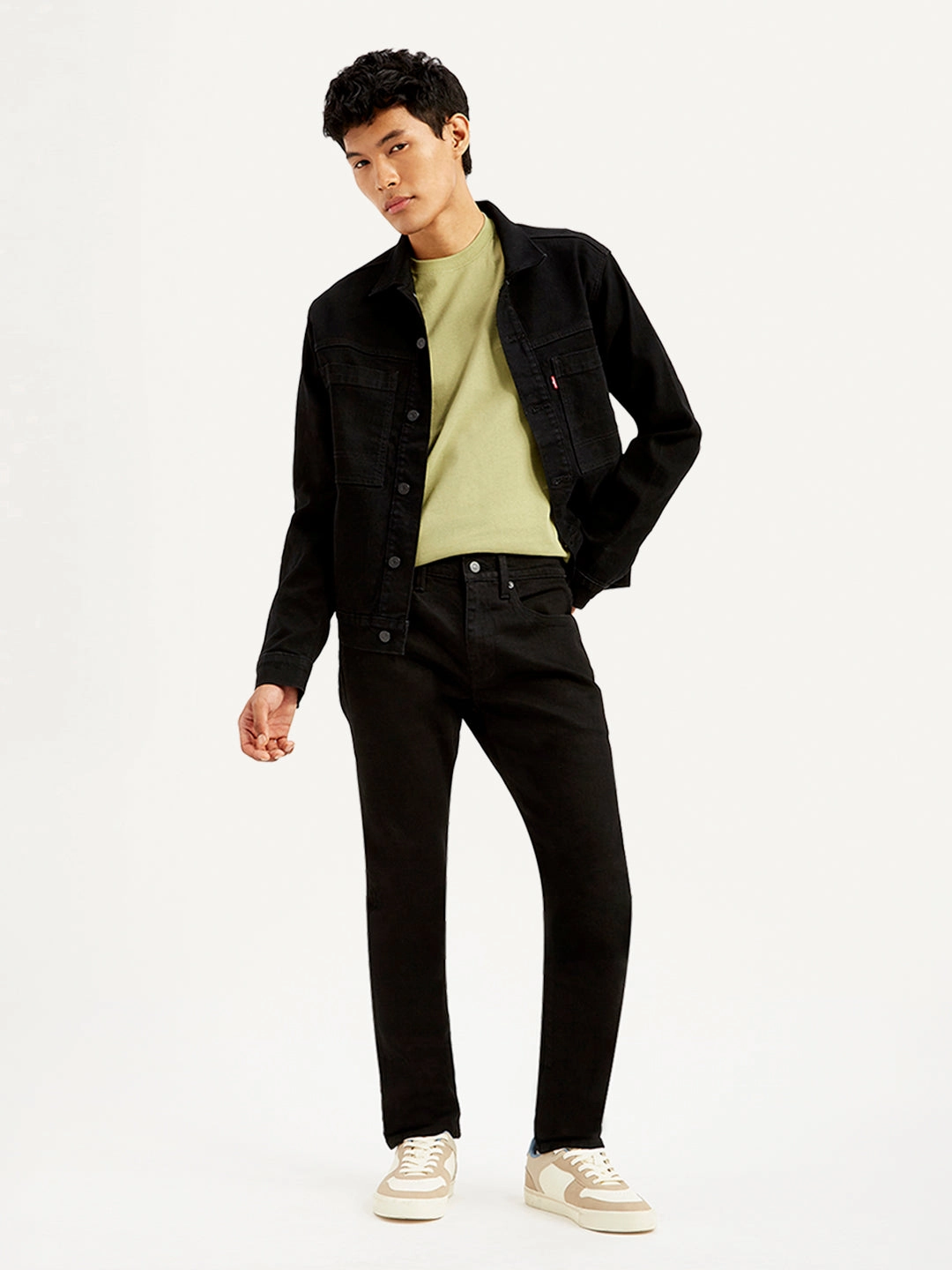 Blended Style Men's 512 Black Slim Tapered Fit Mid Rise Selvedge Jeans