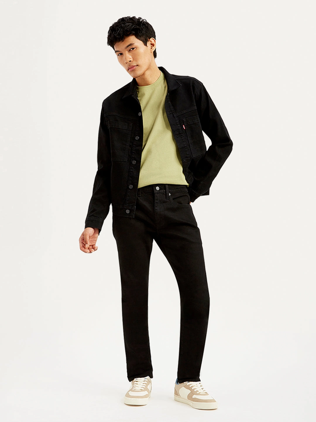 Essential Piece Men's 512 Black Slim Tapered Fit Mid Rise Selvedge Jeans